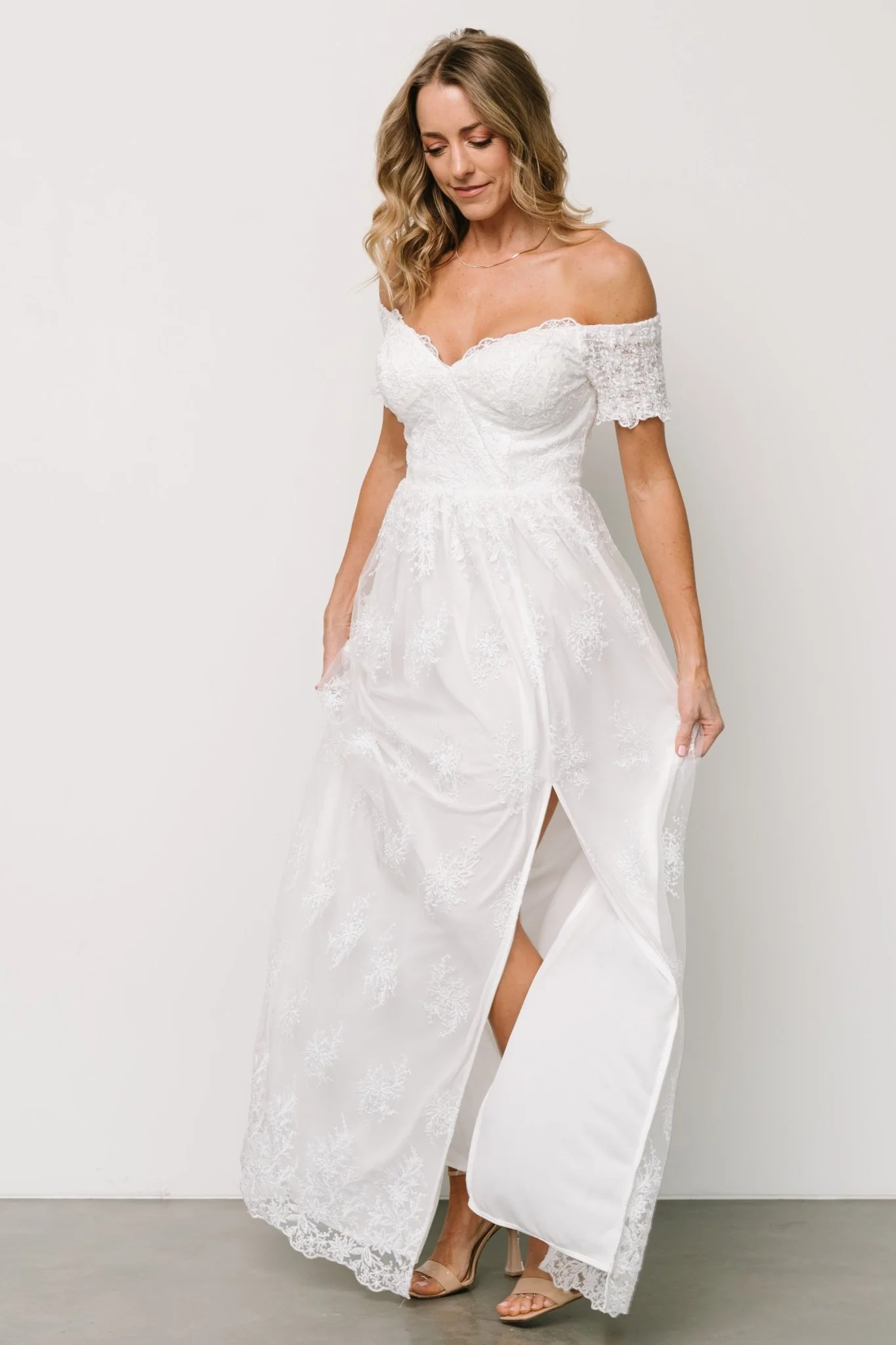 Esperanza Tulle Embroidered Maxi Dress | Off White