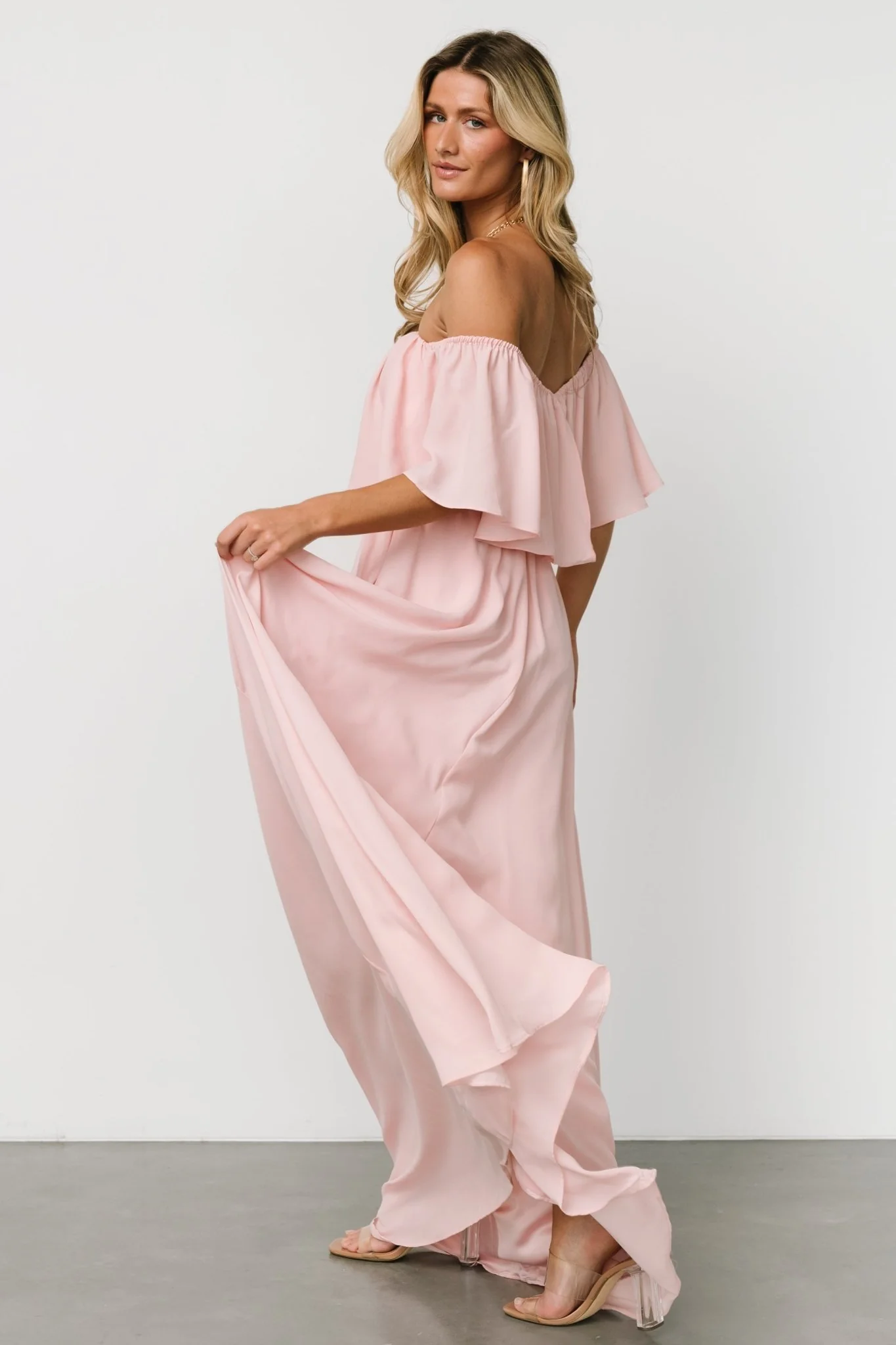 Diana Off Shoulder Maxi Dress | Blush