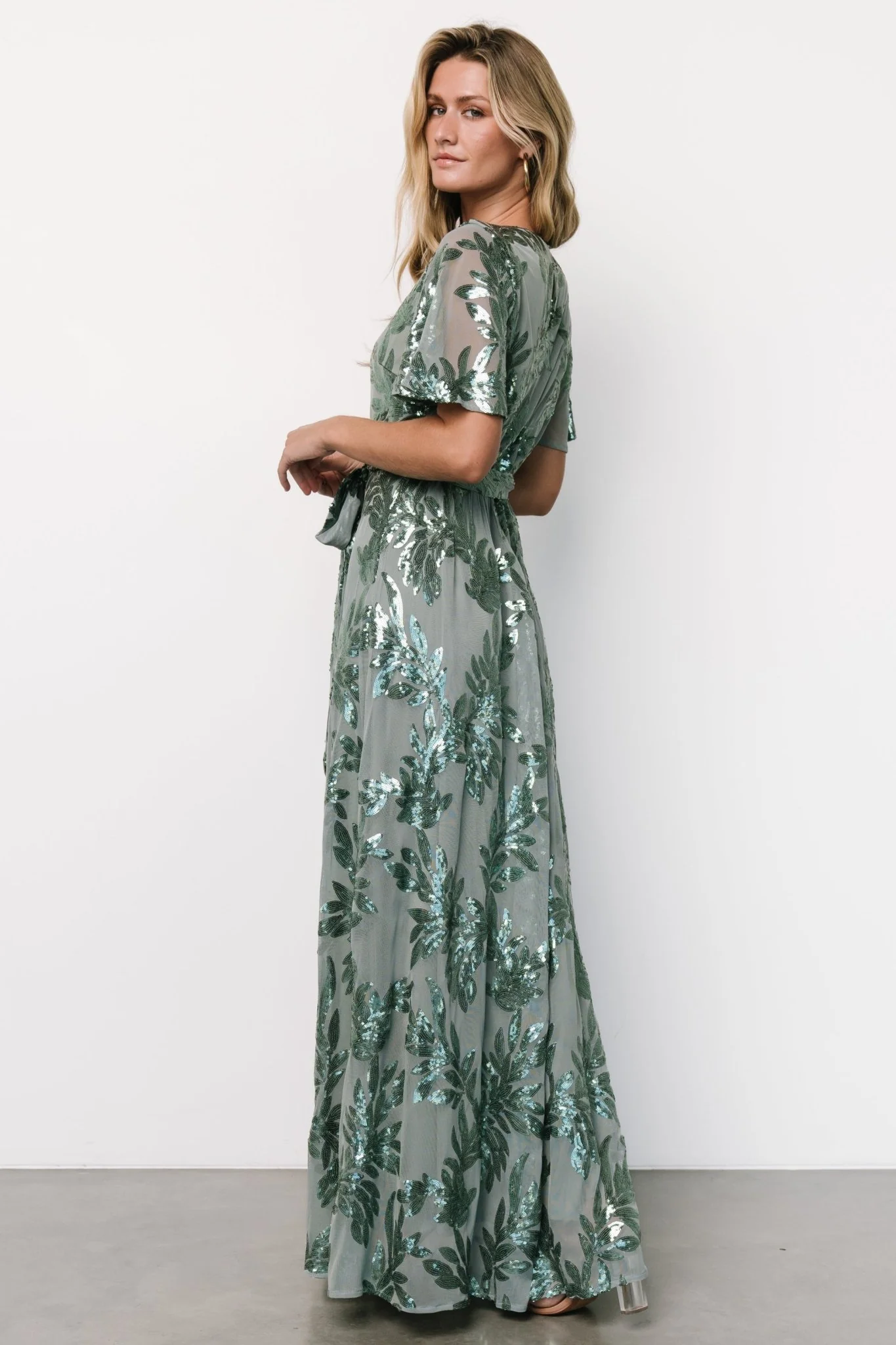 Muse Sequin Maxi Dress | Eucalyptus