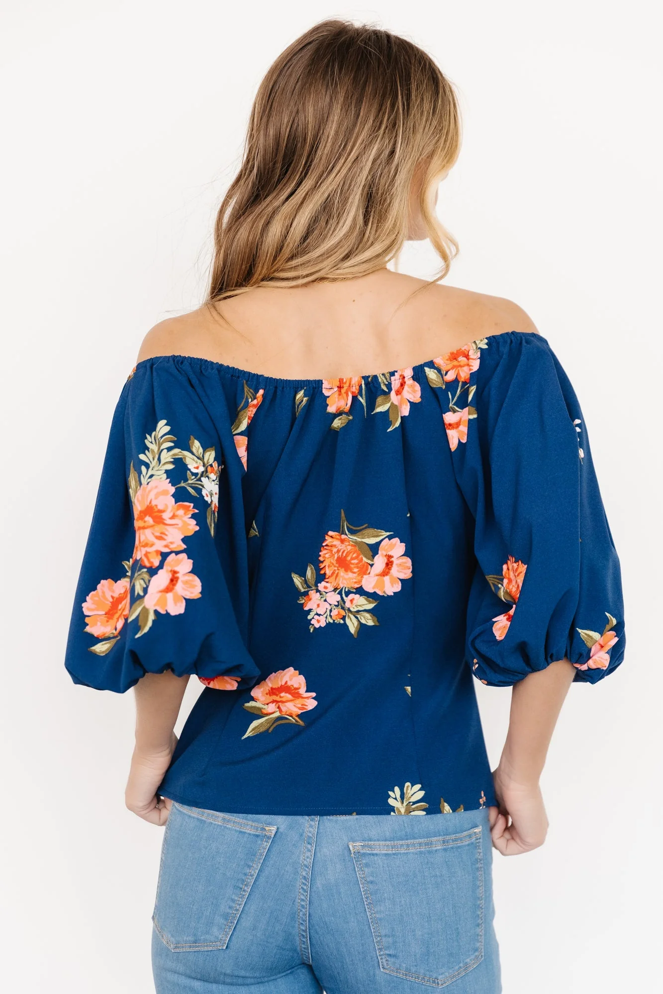 Julia Off Shoulder Top | Blue Multi