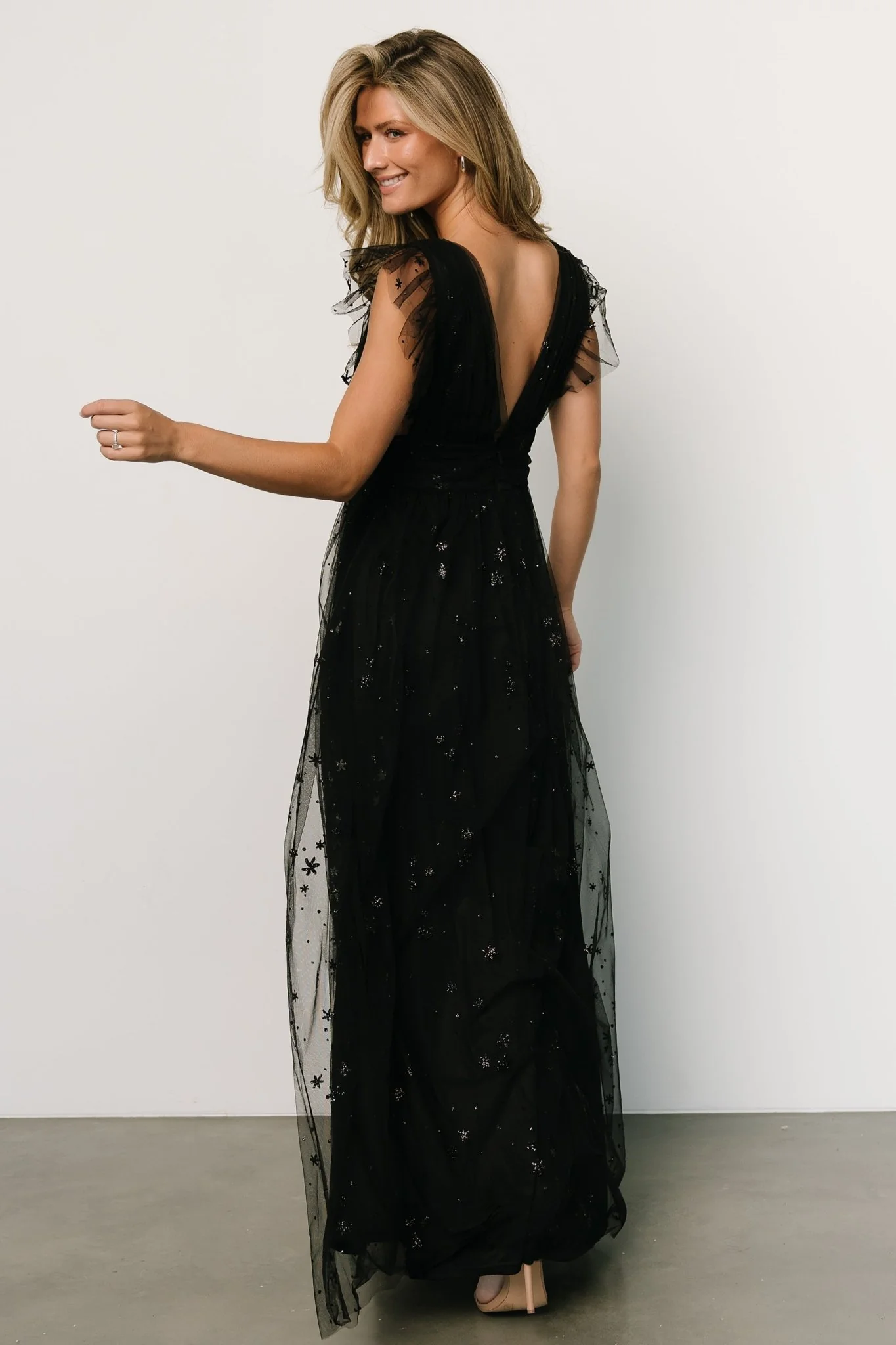 Nova Shimmer Maxi Dress | Black