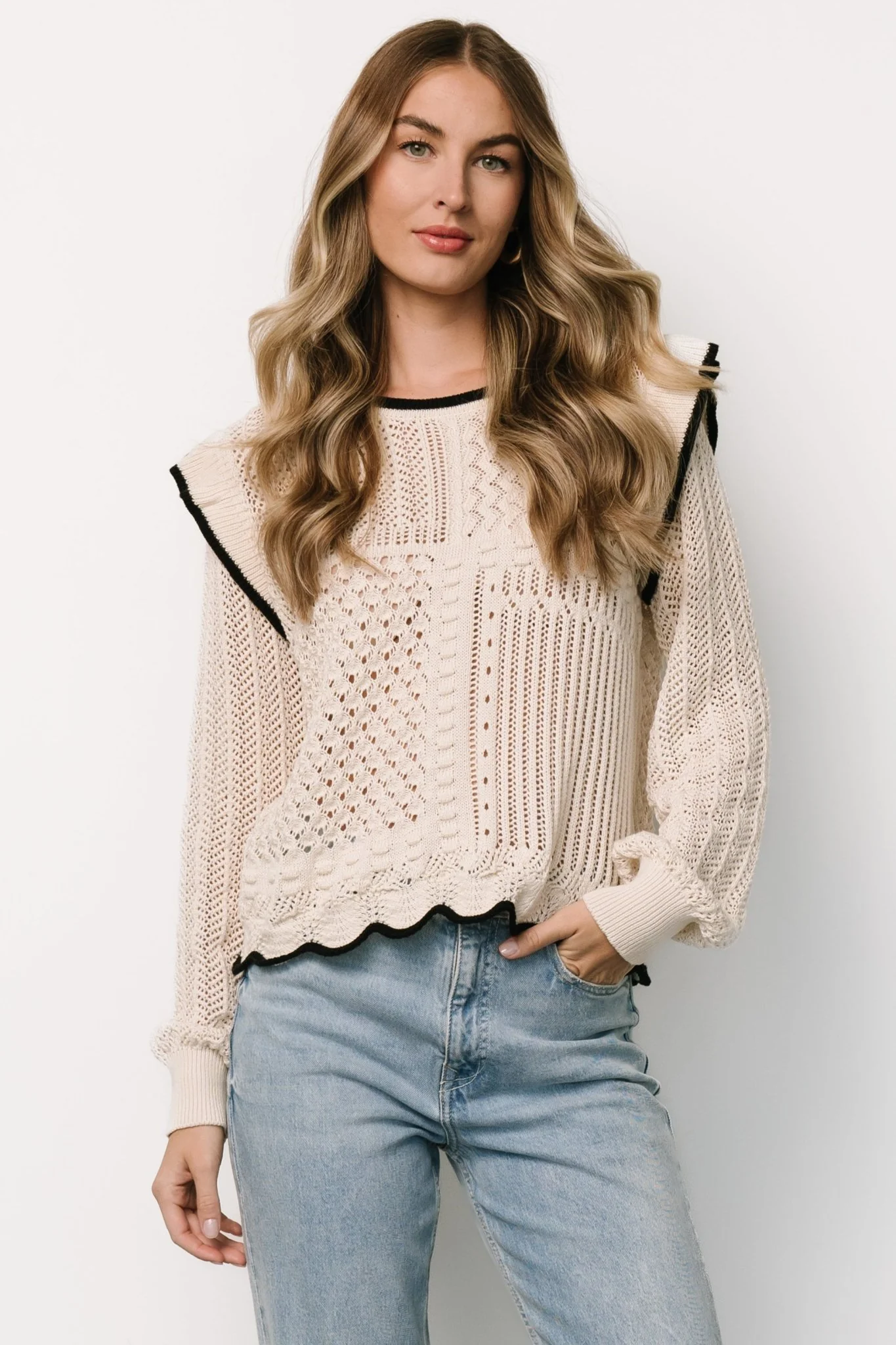 Oleya Knit Sweater Top | Ivory