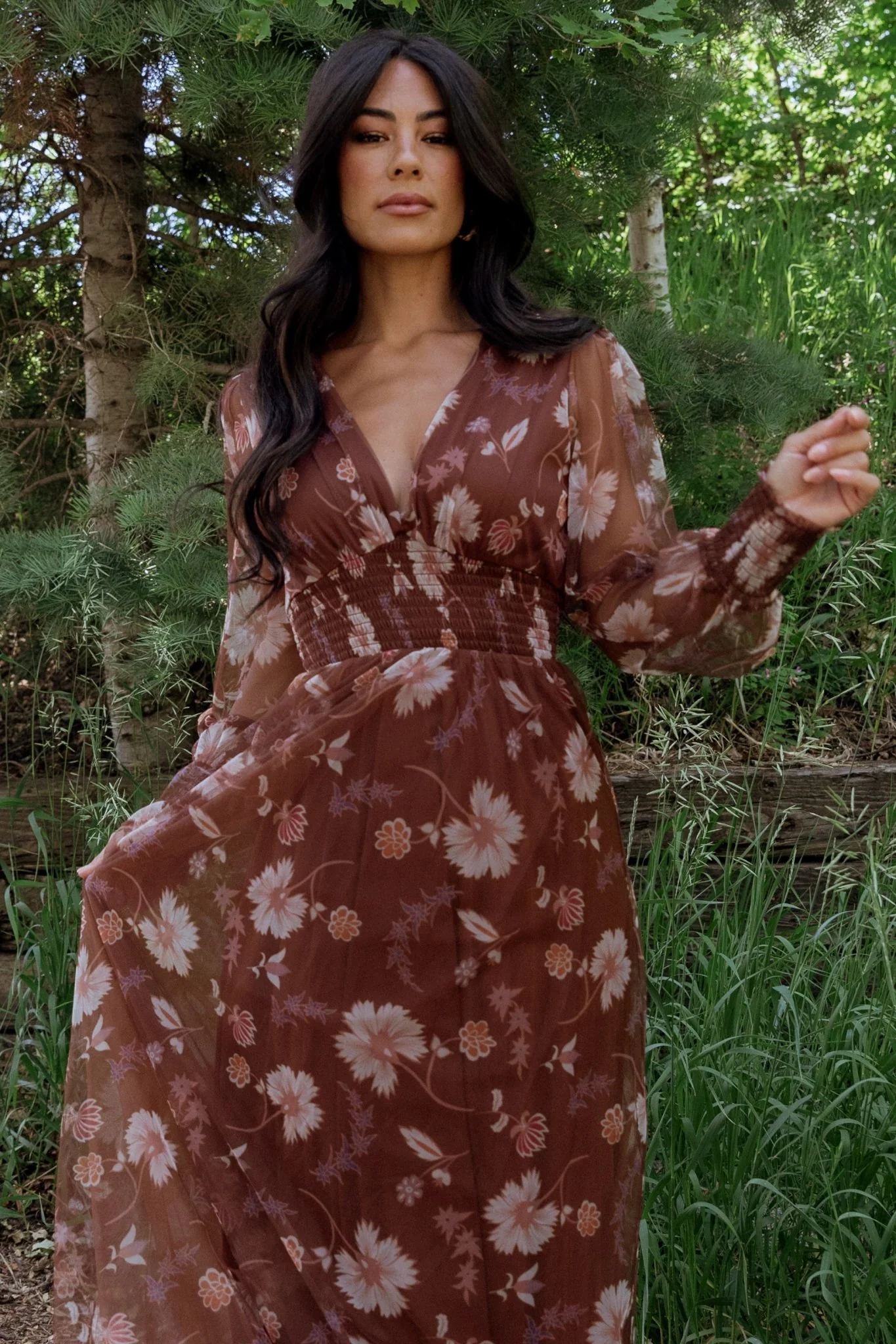 Layla Tulle Maxi Dress | Chestnut Floral