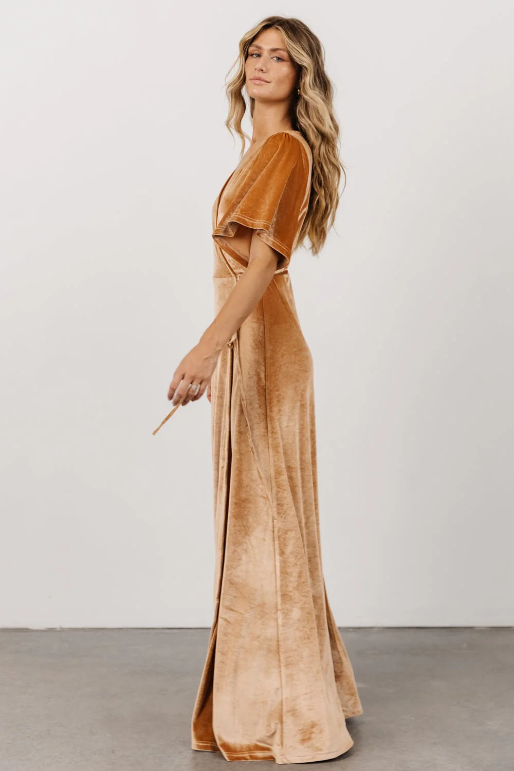 Meghan Velvet Wrap Maxi Dress | Golden Hour