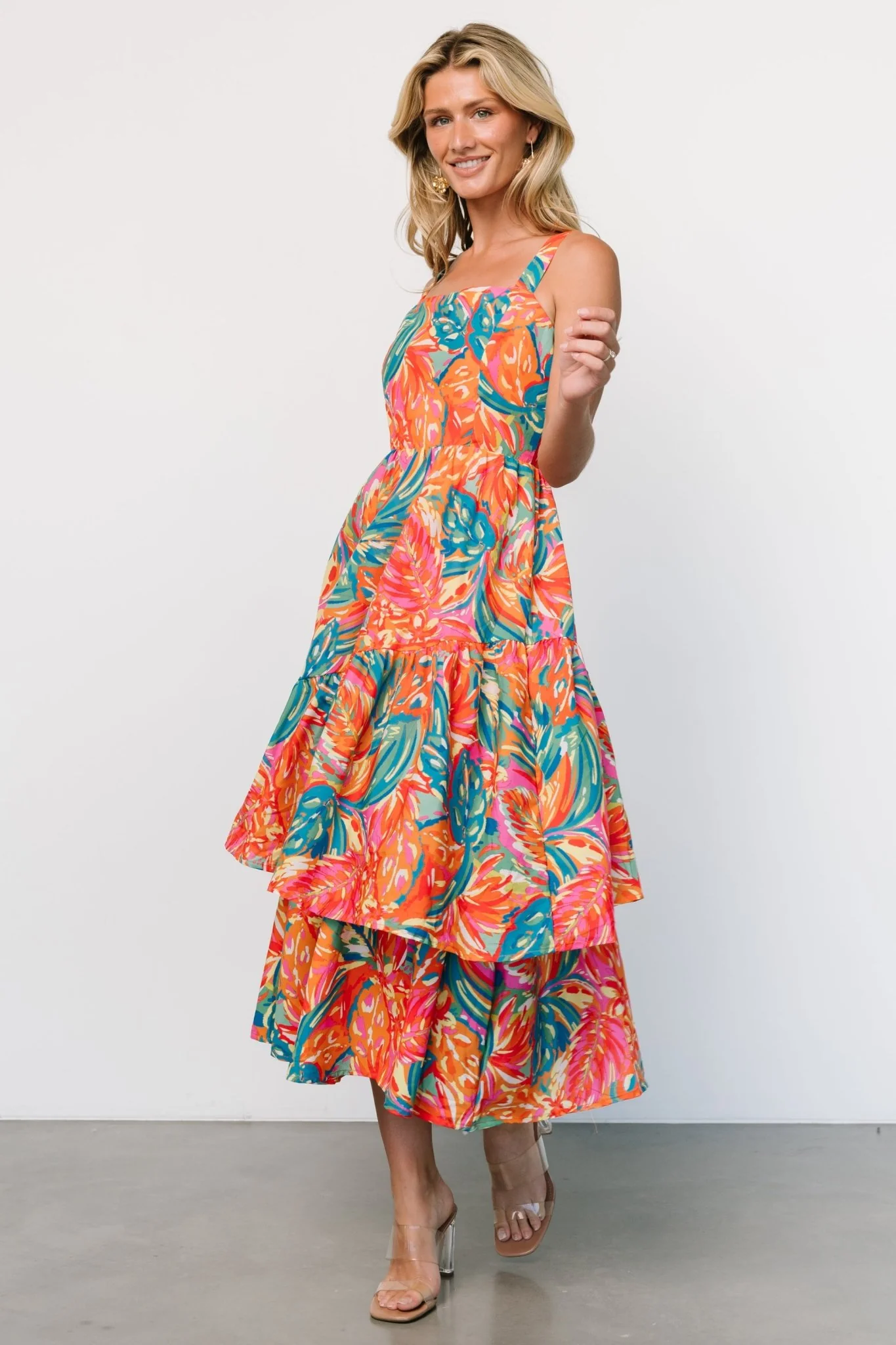 Kitts Tiered Dress | Tropical Print