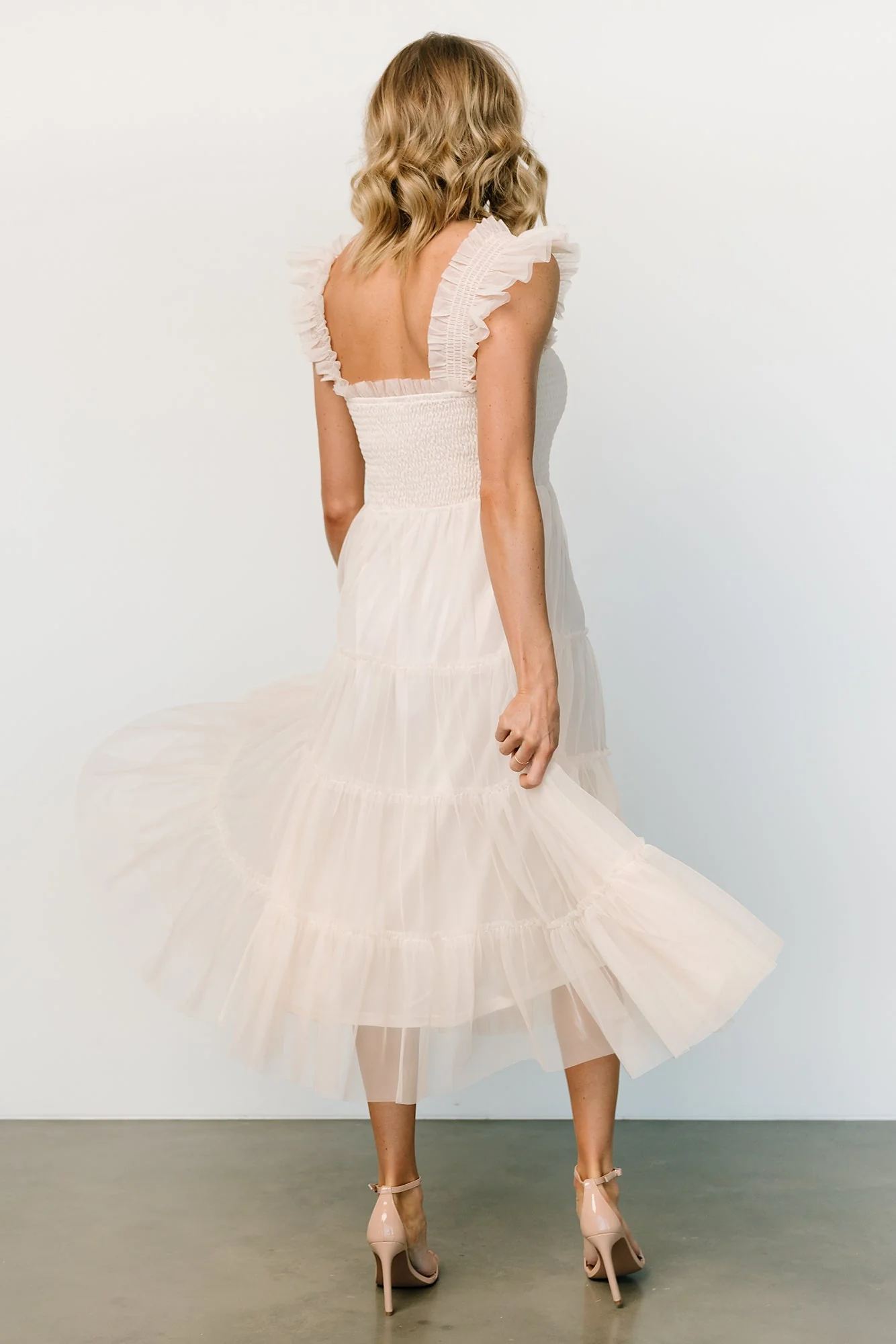 Emma Smocked Tulle Dress | Beige