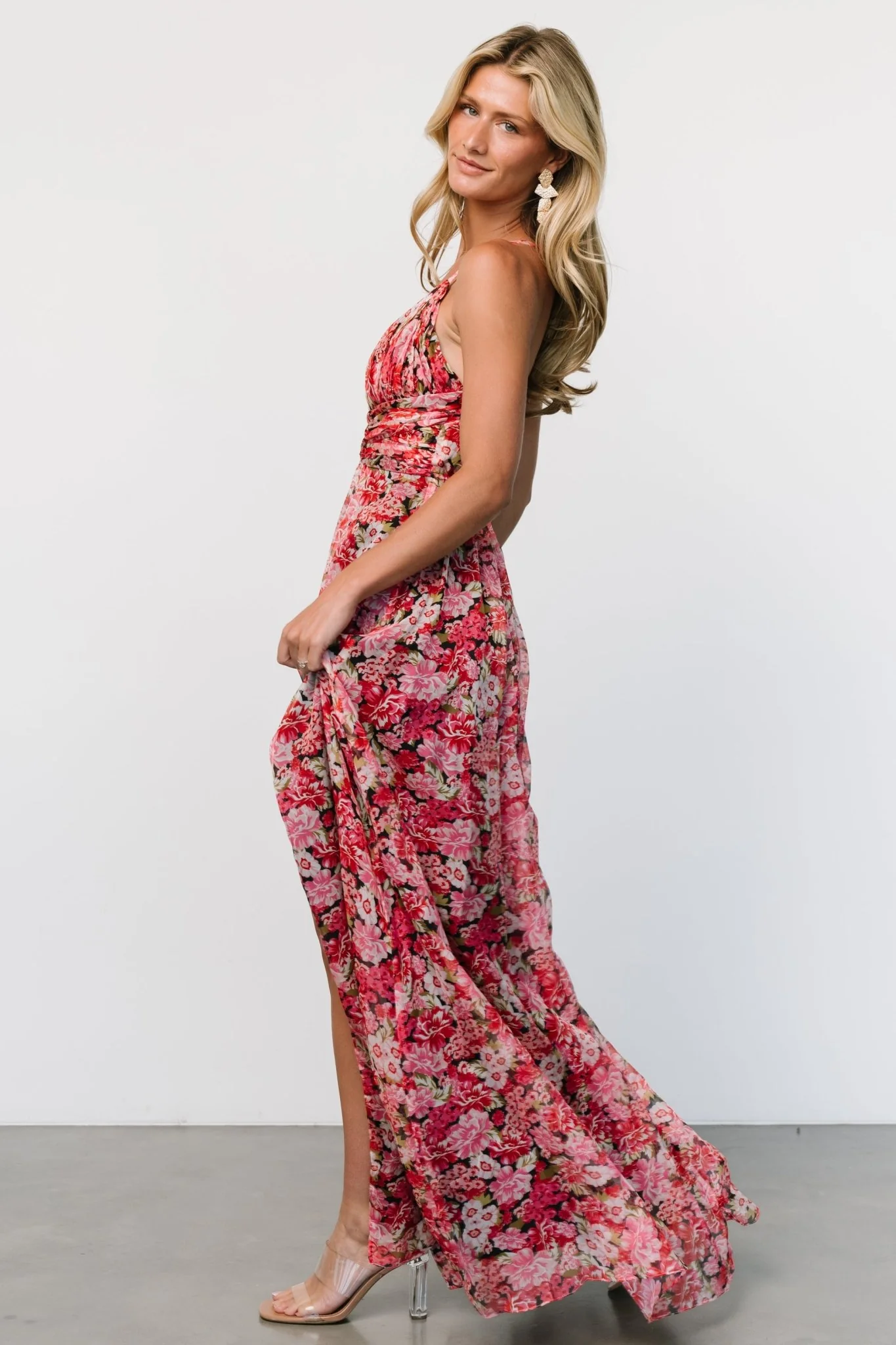 Tora Cross Back Maxi Dress | Black + Red Floral
