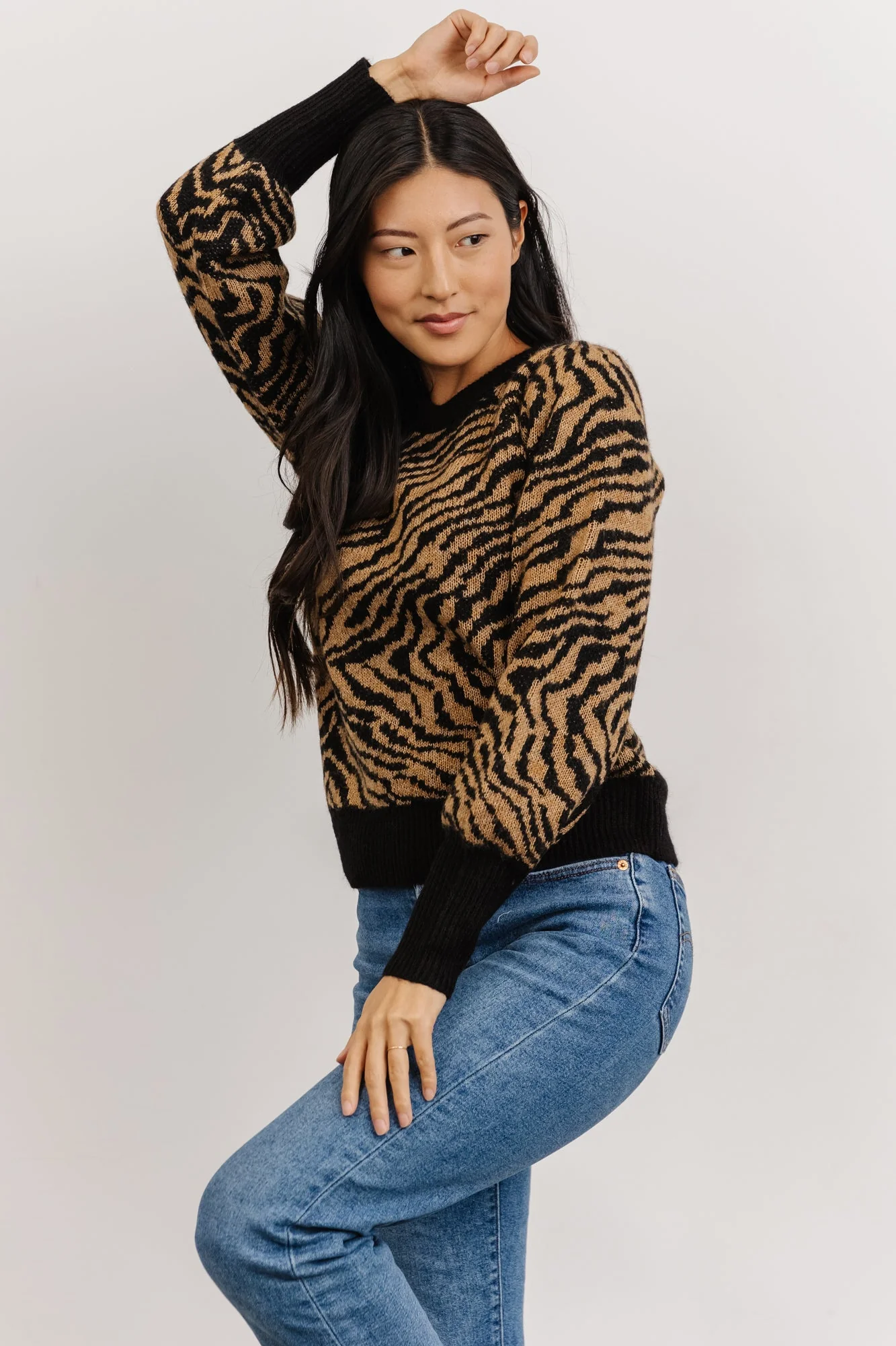 Mariam Knit Sweater | Black + Camel