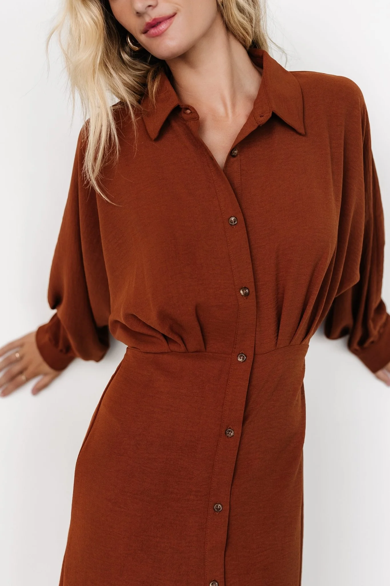 Marla Button Dress | Copper
