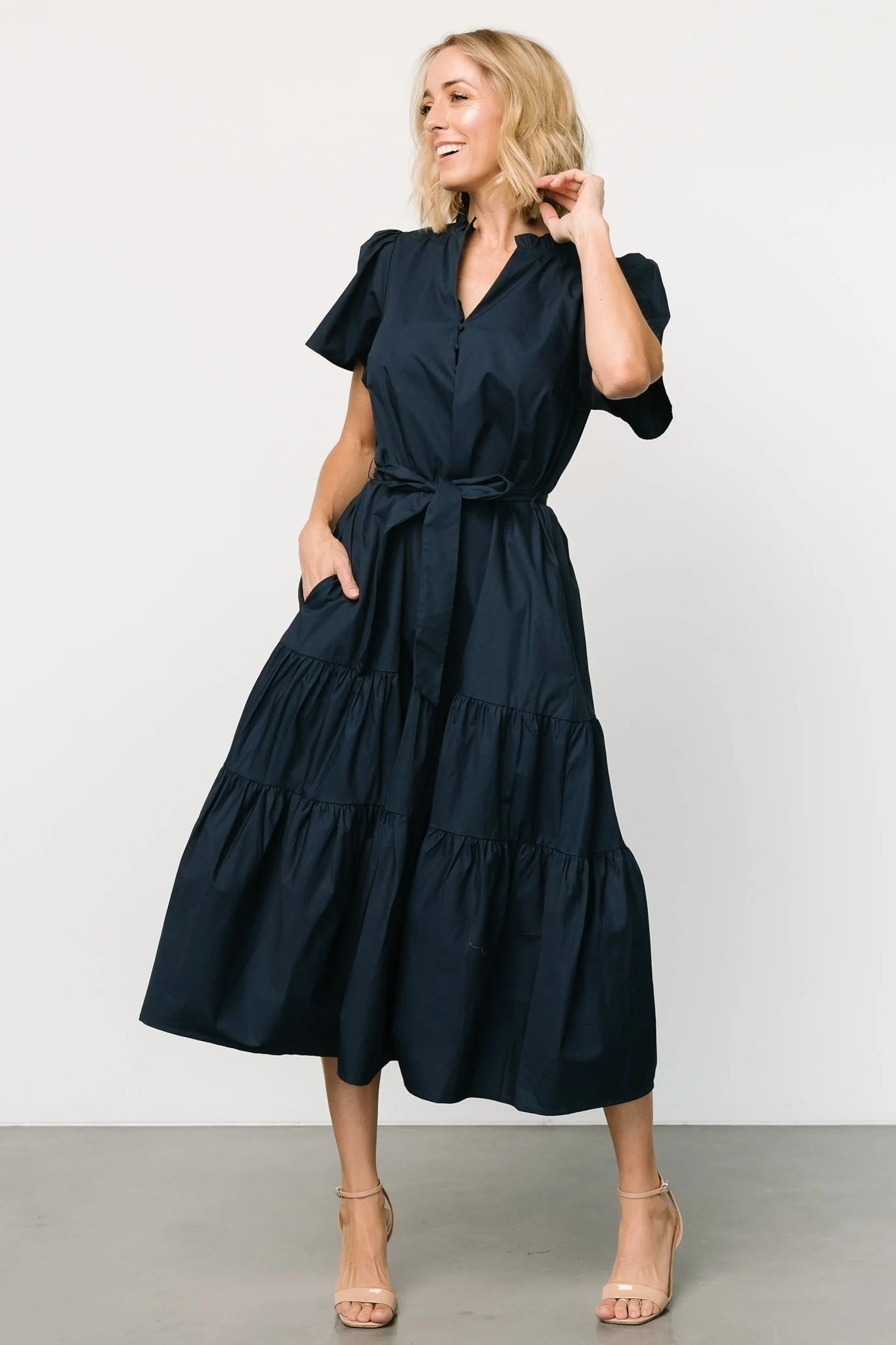 Providence Poplin Dress | Navy
