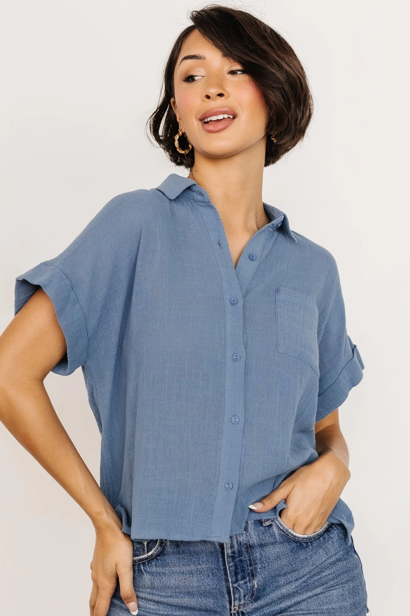 Hammond Short Sleeve Top | Slate Blue