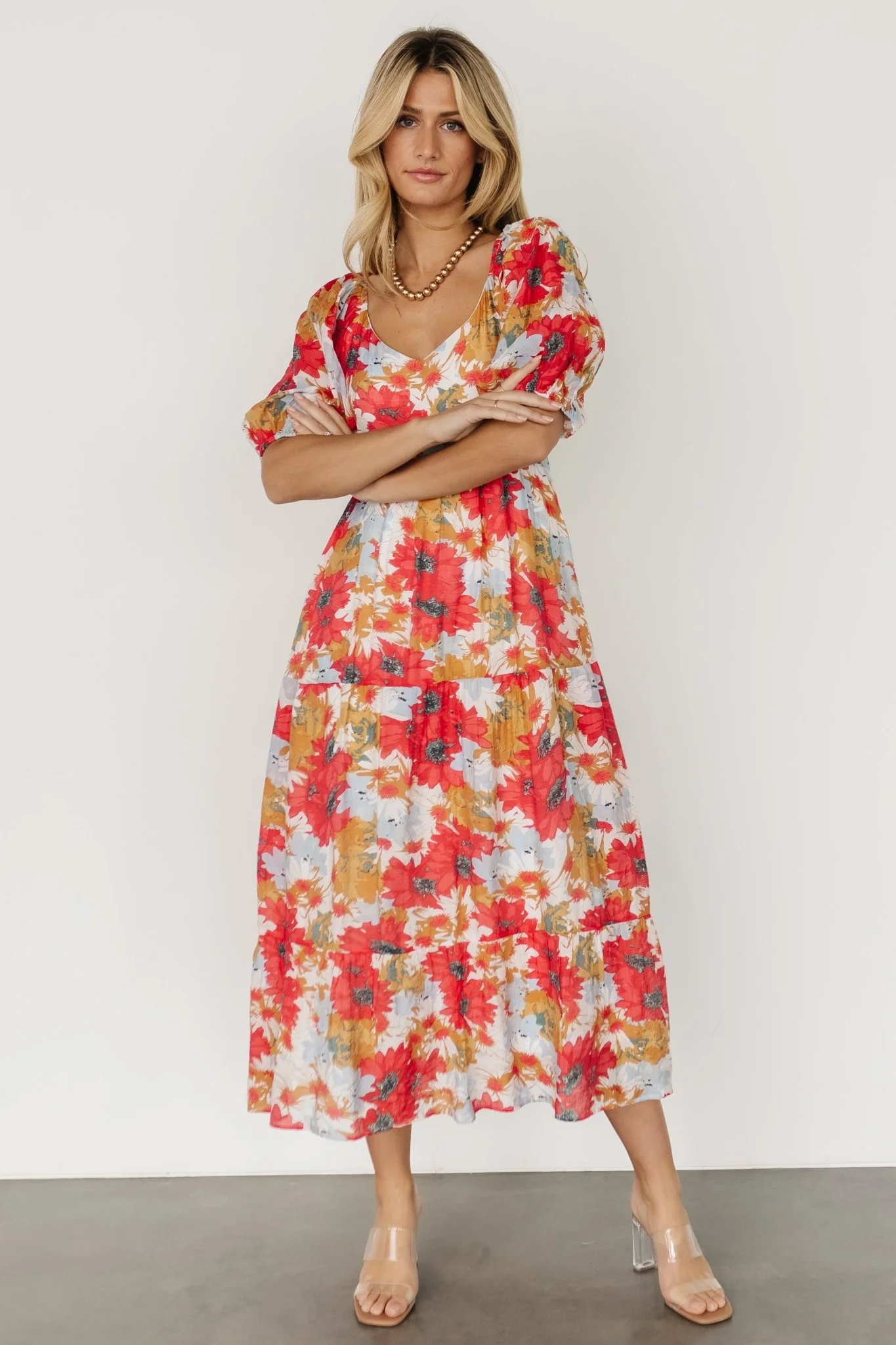 Denton Midi Dress | Red Multi