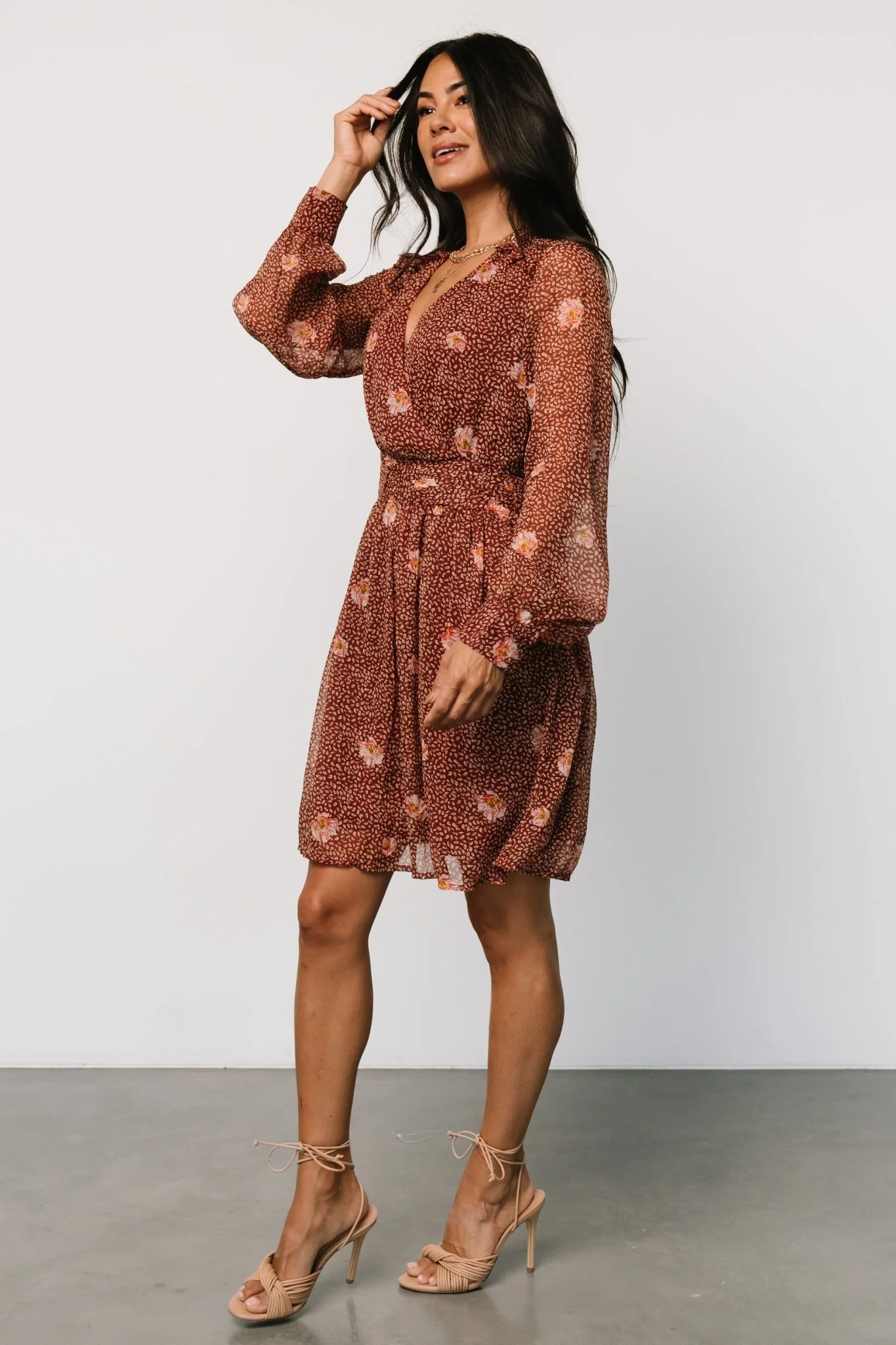 Anne Short Dress | Rust Print