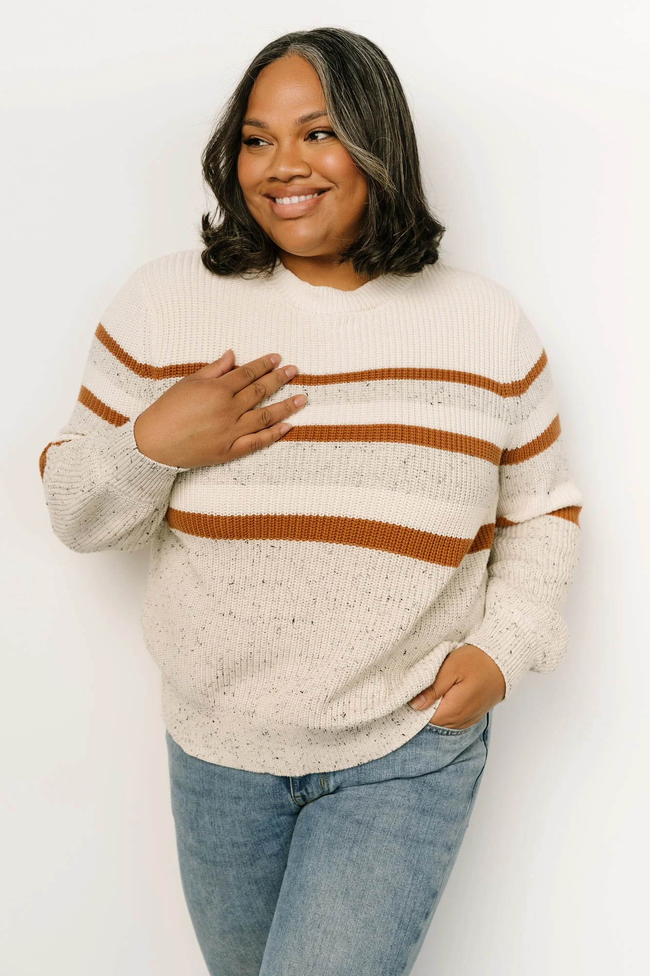 Peyton Striped Sweater | Cream + Camel