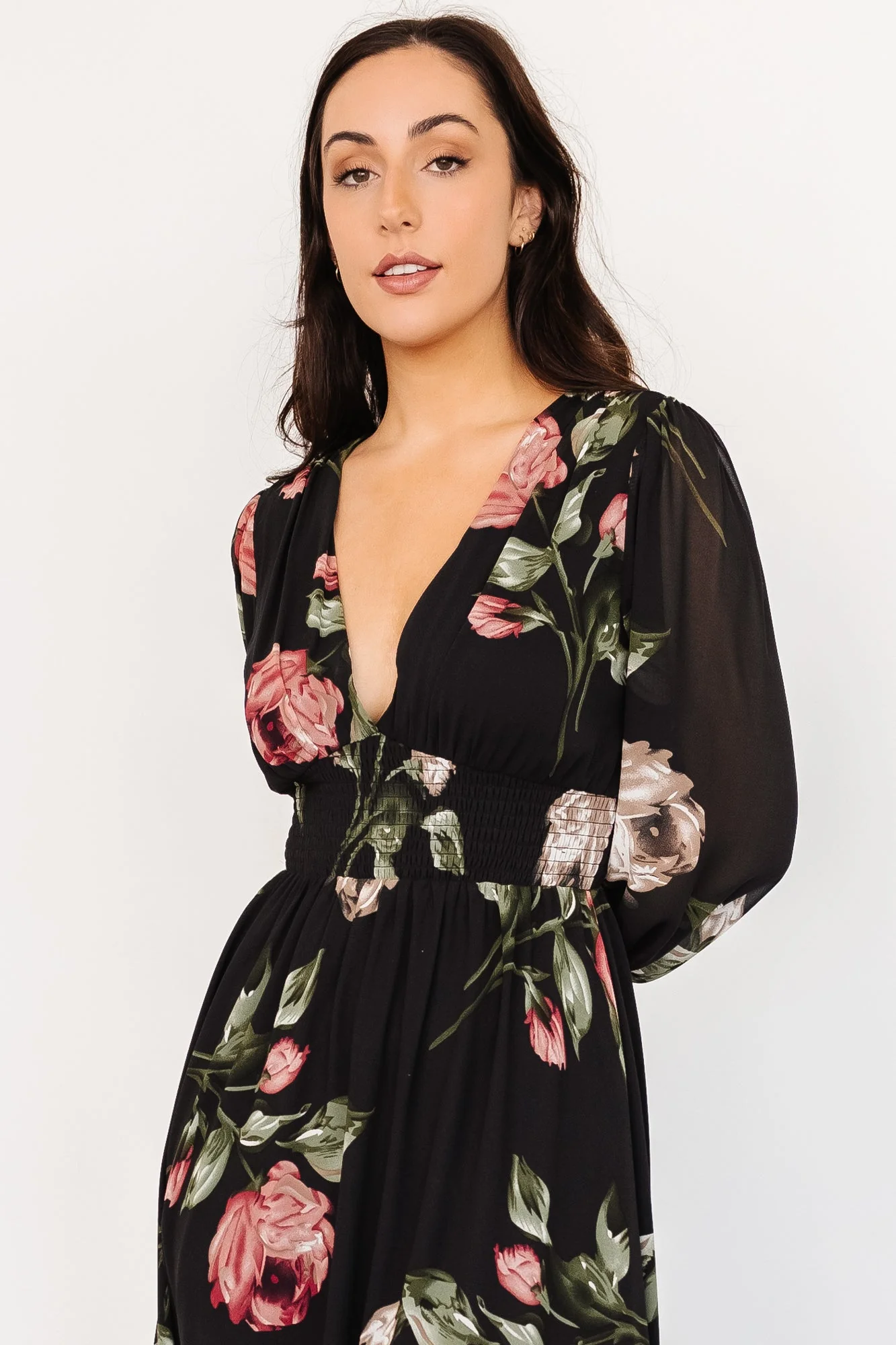 Olivia Maxi Dress | Black Rose Floral