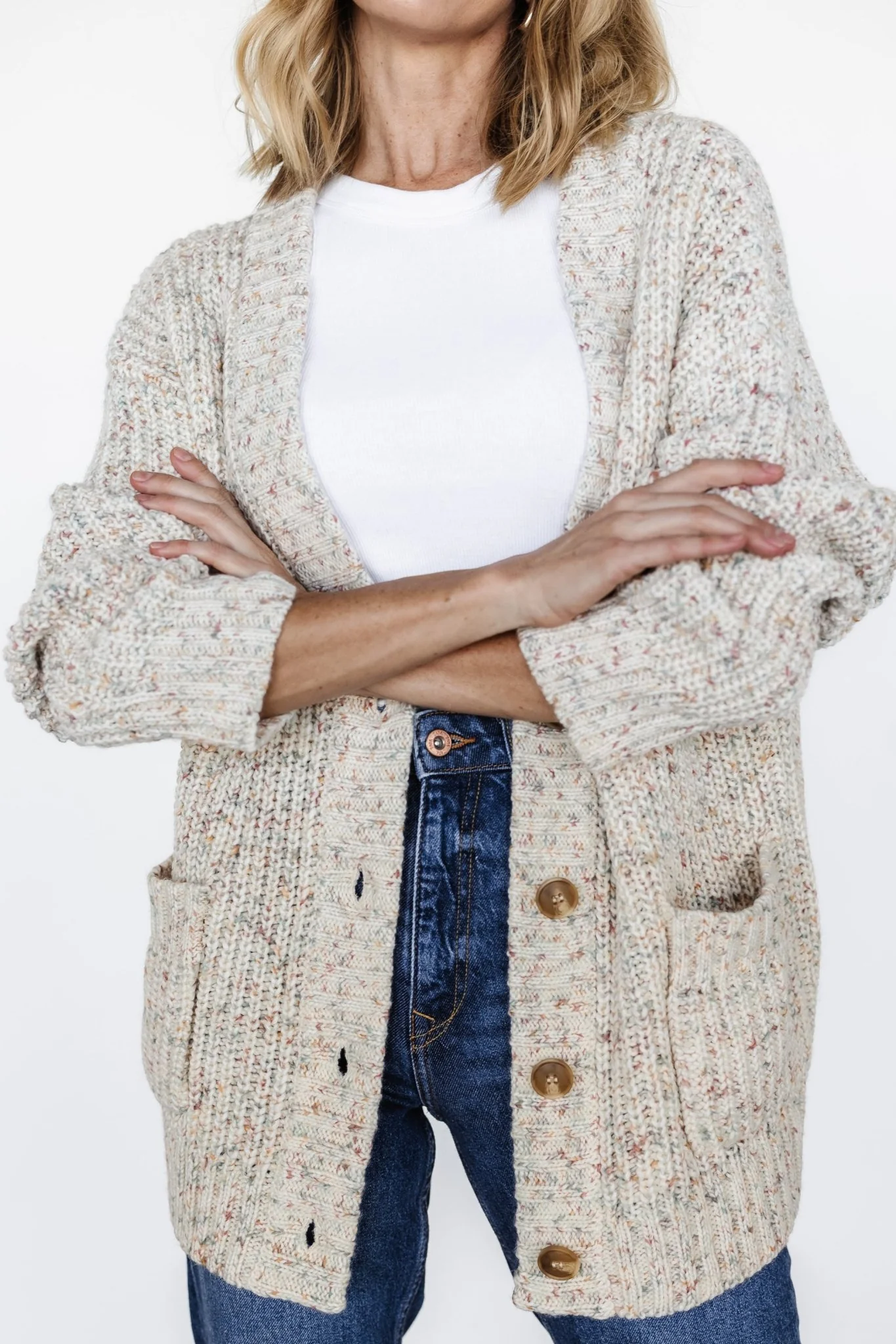 Phillis Chunky Knit Cardigan | Oatmeal Multi