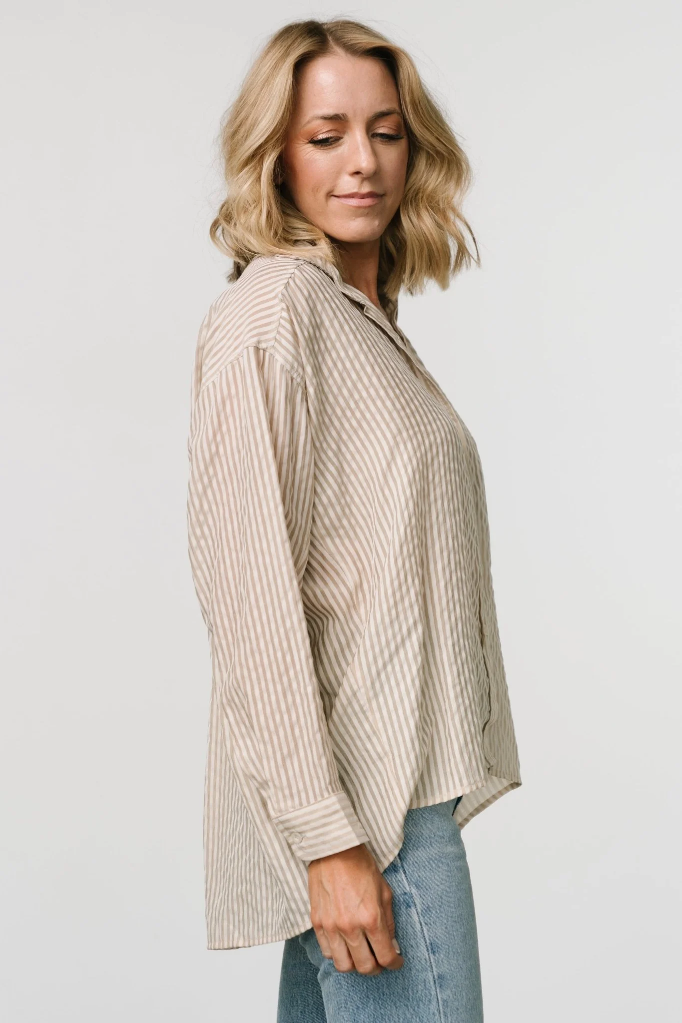 Sheldon Striped Oversized Top | Natural