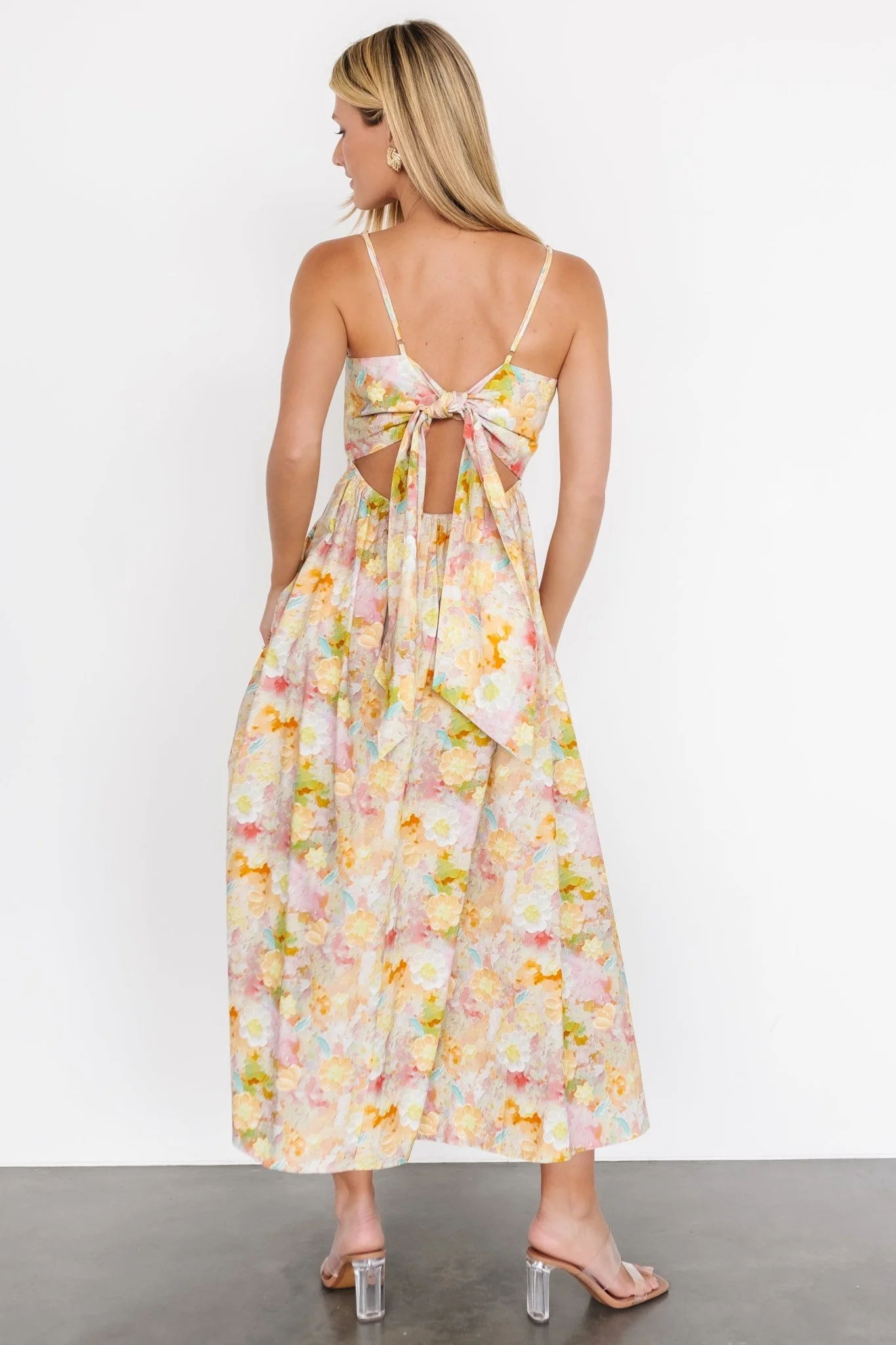 Katalina Back Tie Midi Dress | Pastel Multi