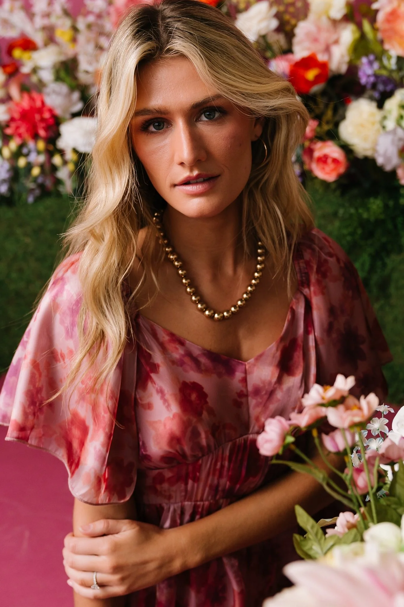 Emeline Tiered Maxi Dress | Mauve Multi