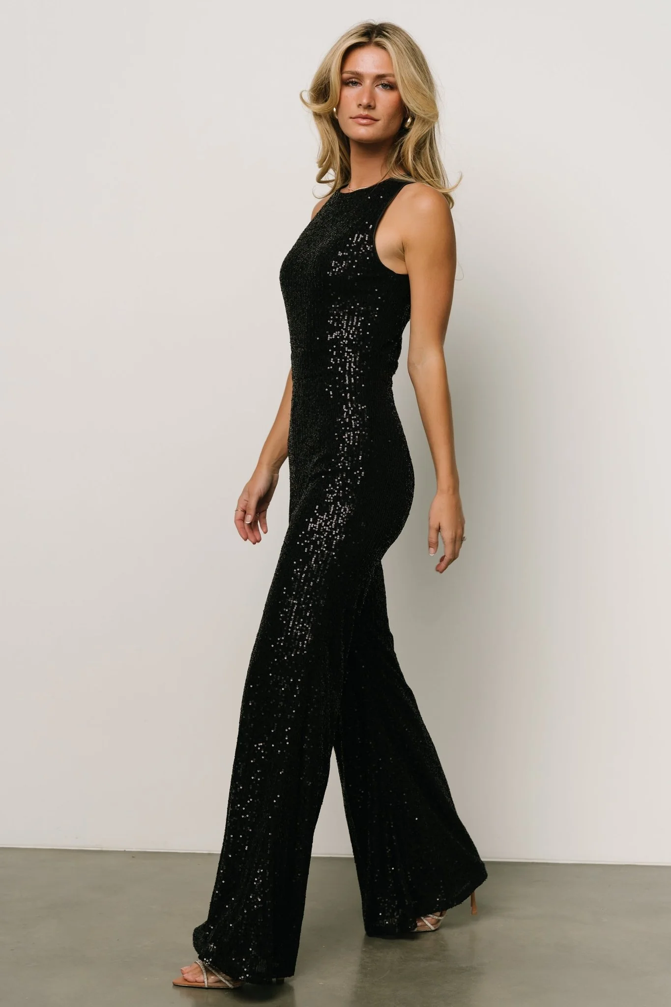 Hillary Sequin Jumpsuit | Black