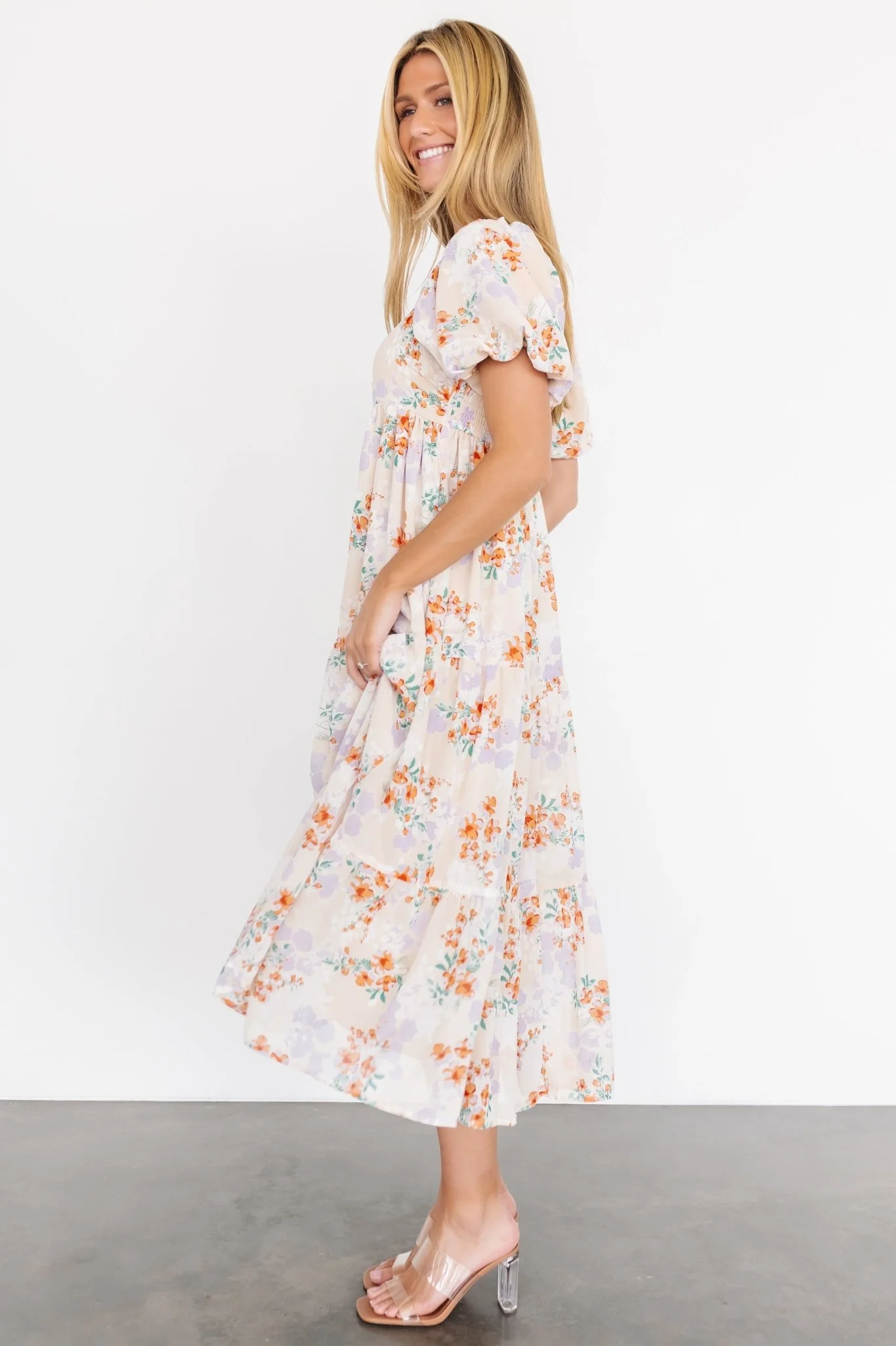 Molly Midi Dress | Cream Floral