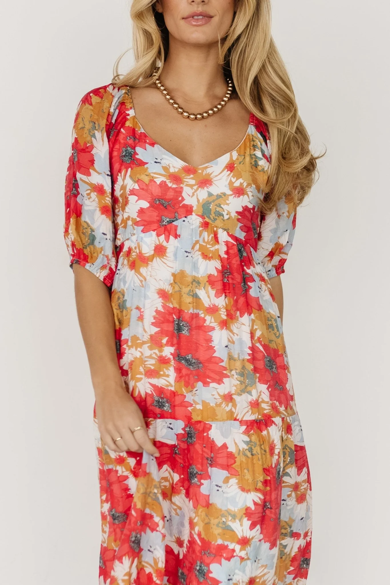 Denton Midi Dress | Red Multi