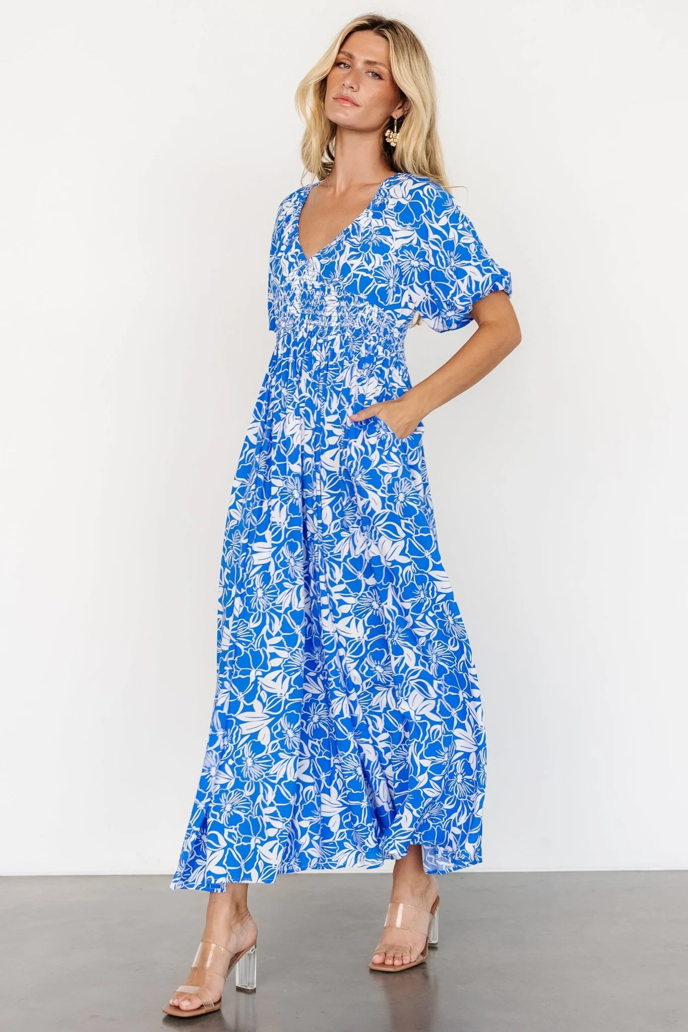 Elaine Maxi Dress | Blue + White