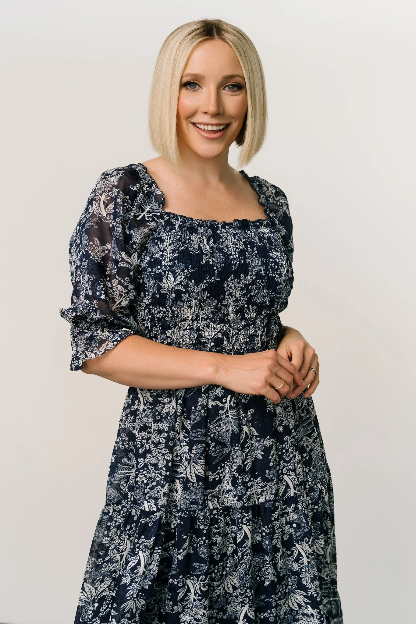 Fabian Jacquard Midi Dress | Indigo Print