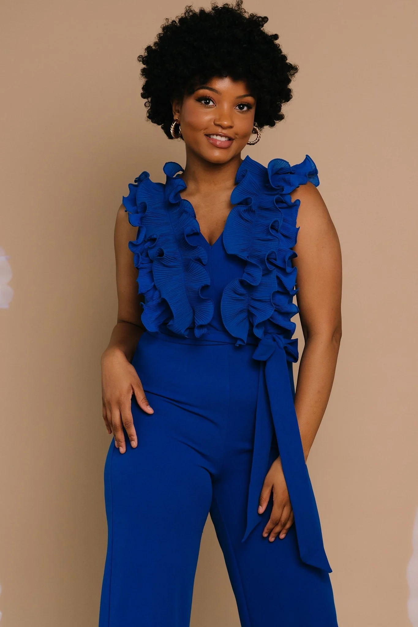 Tyra Ruffle Tank Jumpsuit | Cobalt