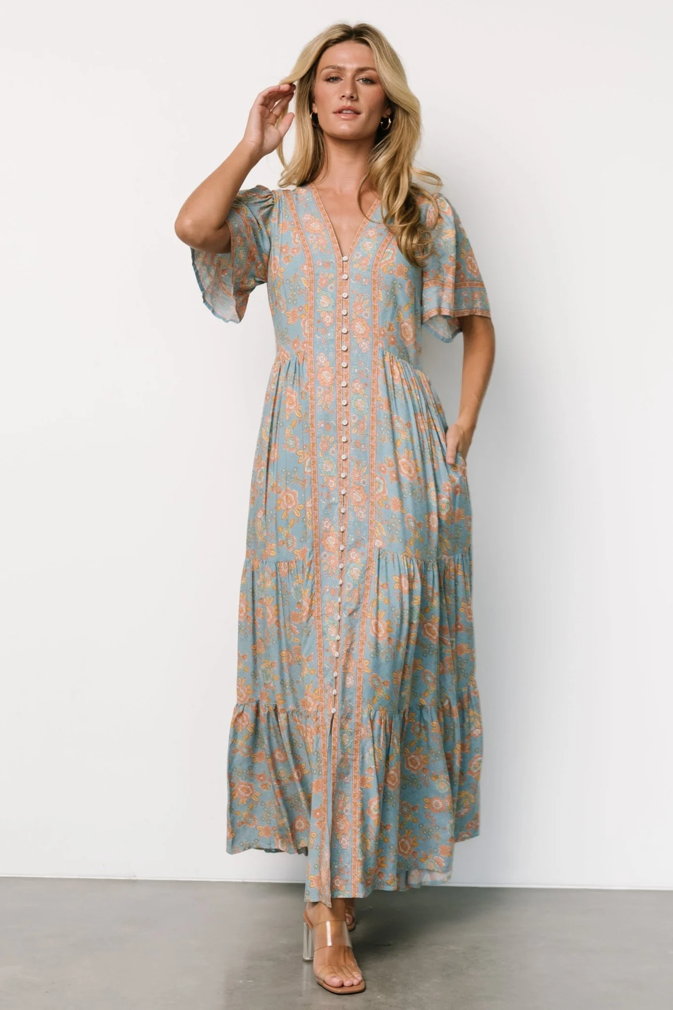 Cheryl Maxi Dress | Dusty Blue Floral