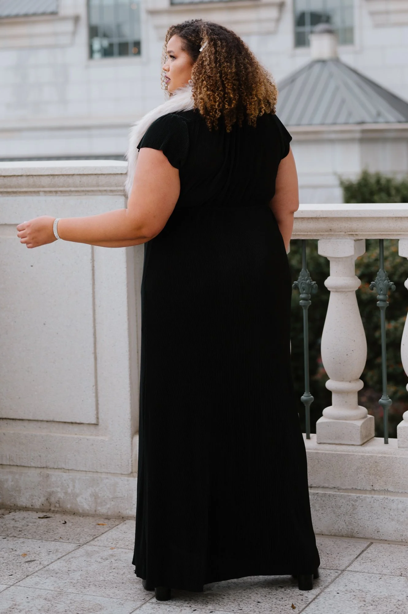 Athena Pleated Maxi Dress | Black