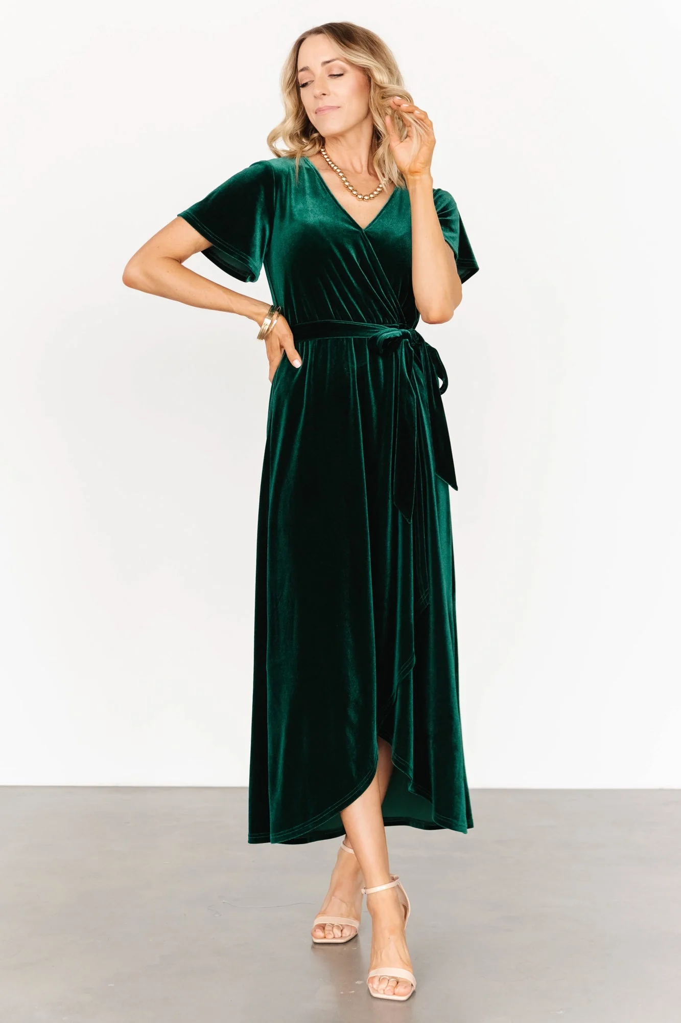 Nadine Velvet Midi Dress | Green