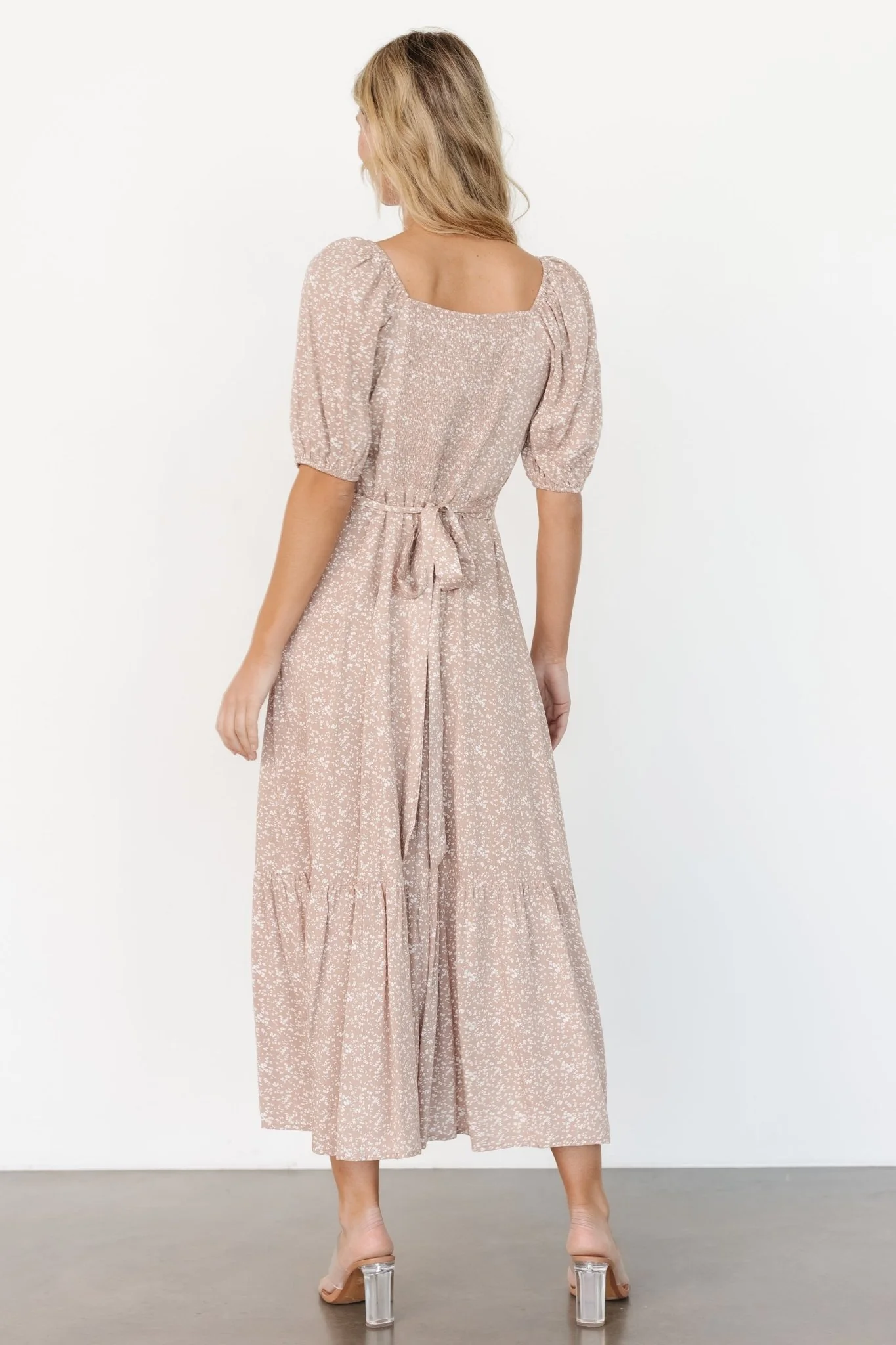 Mathilda Button Maxi Dress | Beige Floral