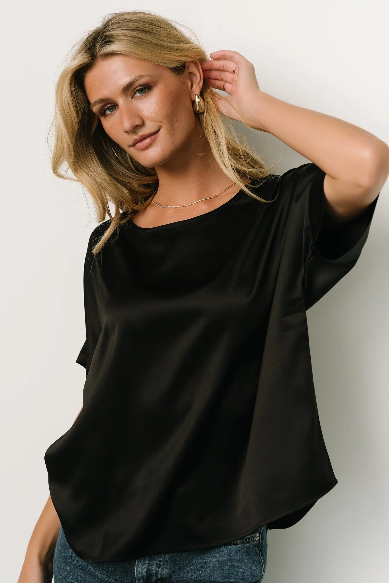 Rory Satin Top | Black