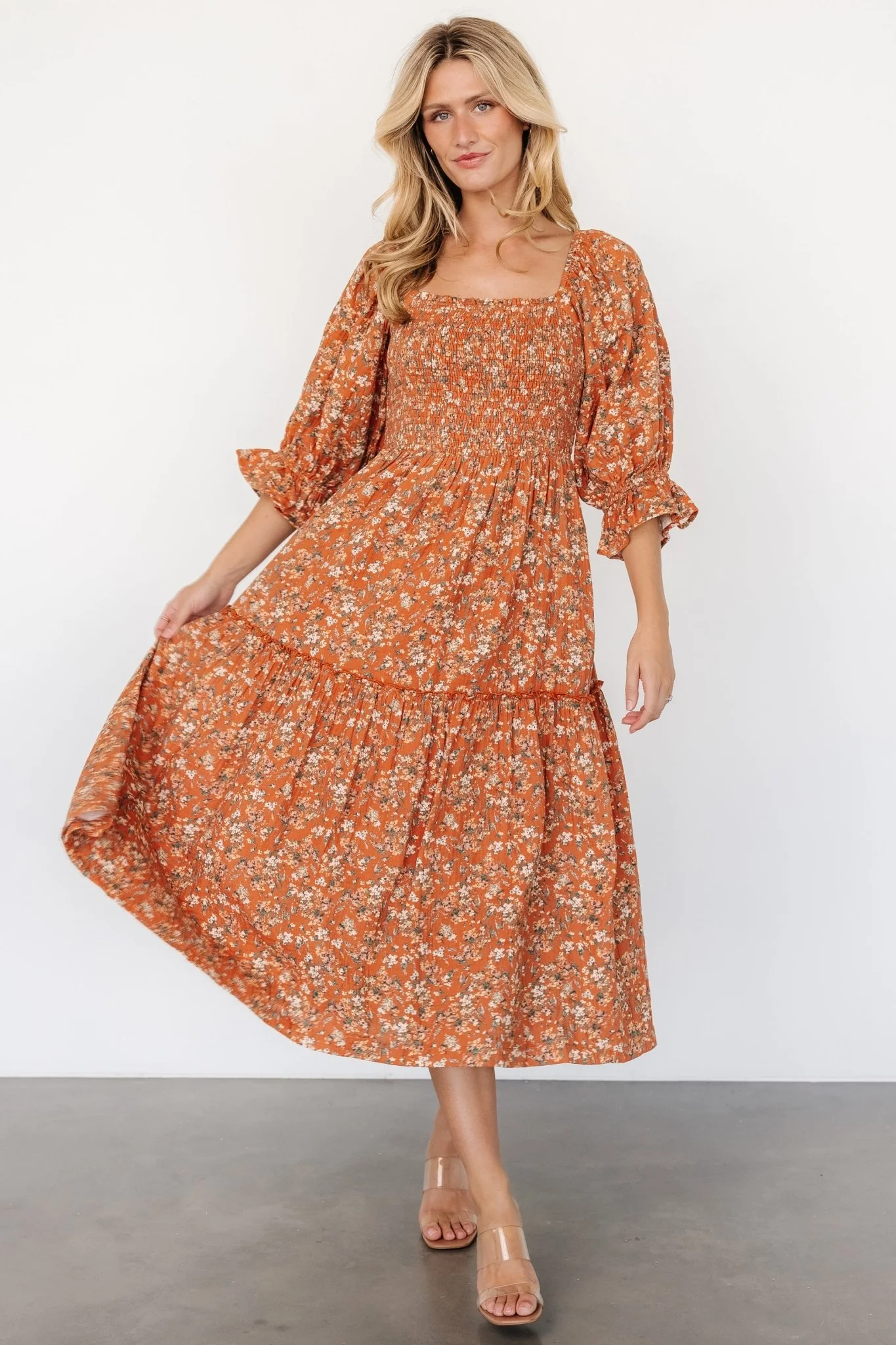 Sedona Smocked Dress | Light Rust