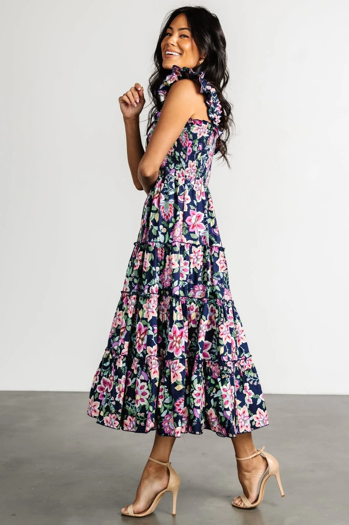 Tatum Smocked Tiered Dress | Navy Multi