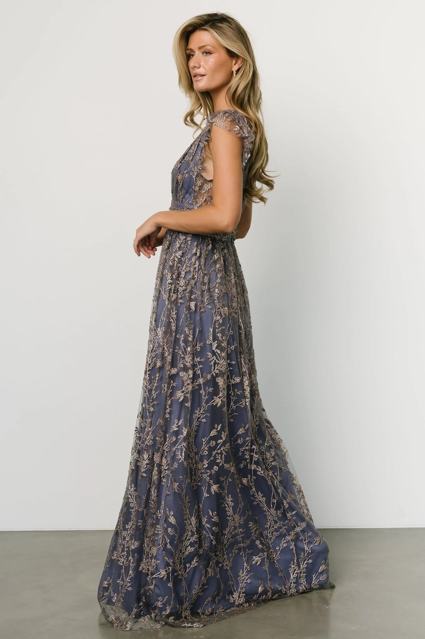Arlene Shimmer Gown | Blue + Gold
