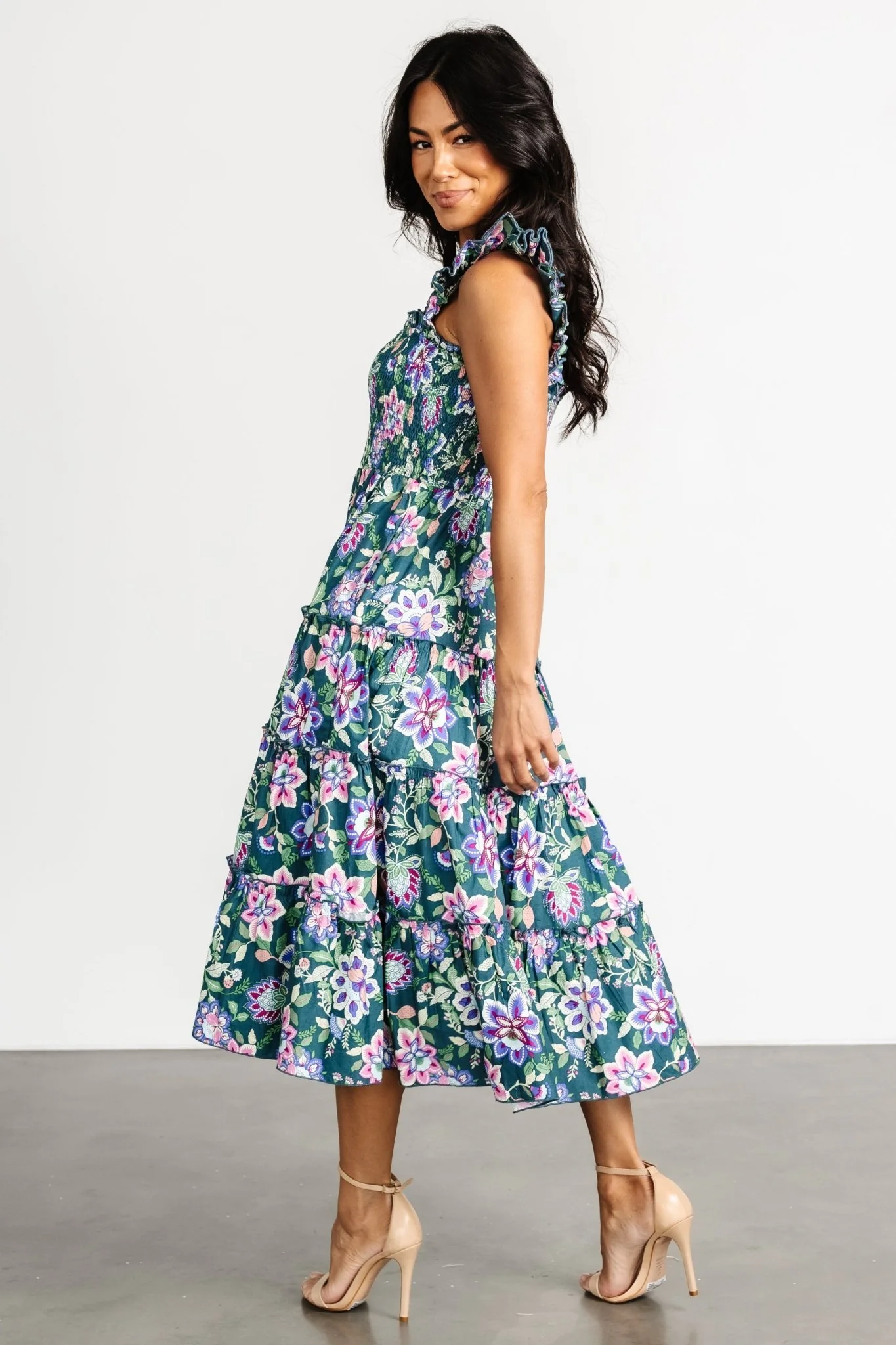 Tatum Smocked Tiered Dress | Green Multi