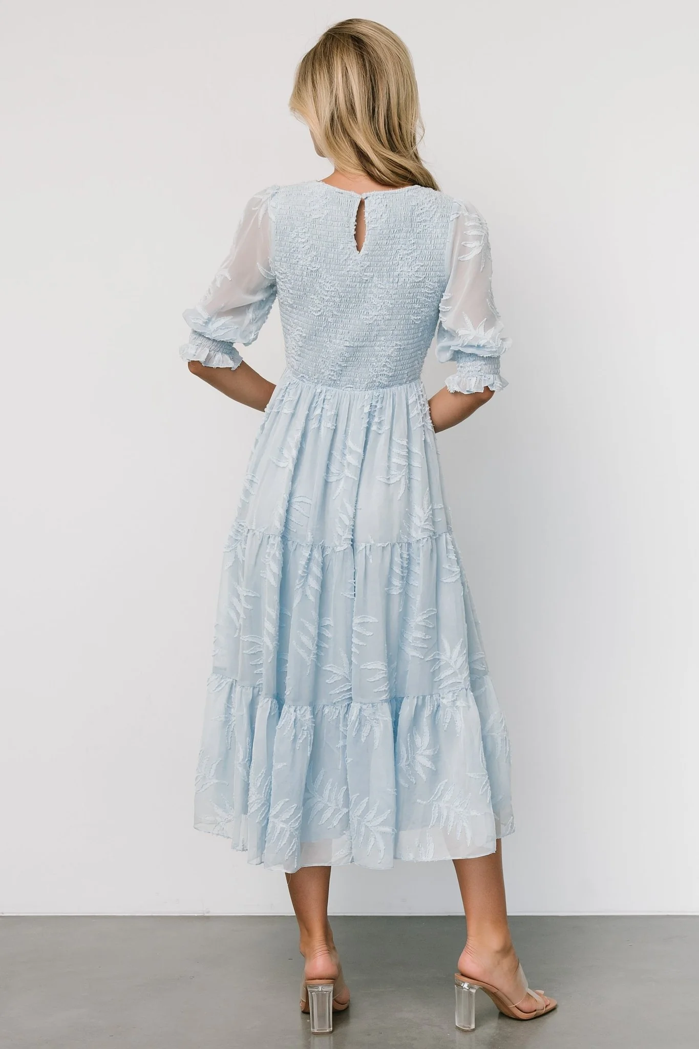 Nellie Smocked Midi Dress | Light Blue