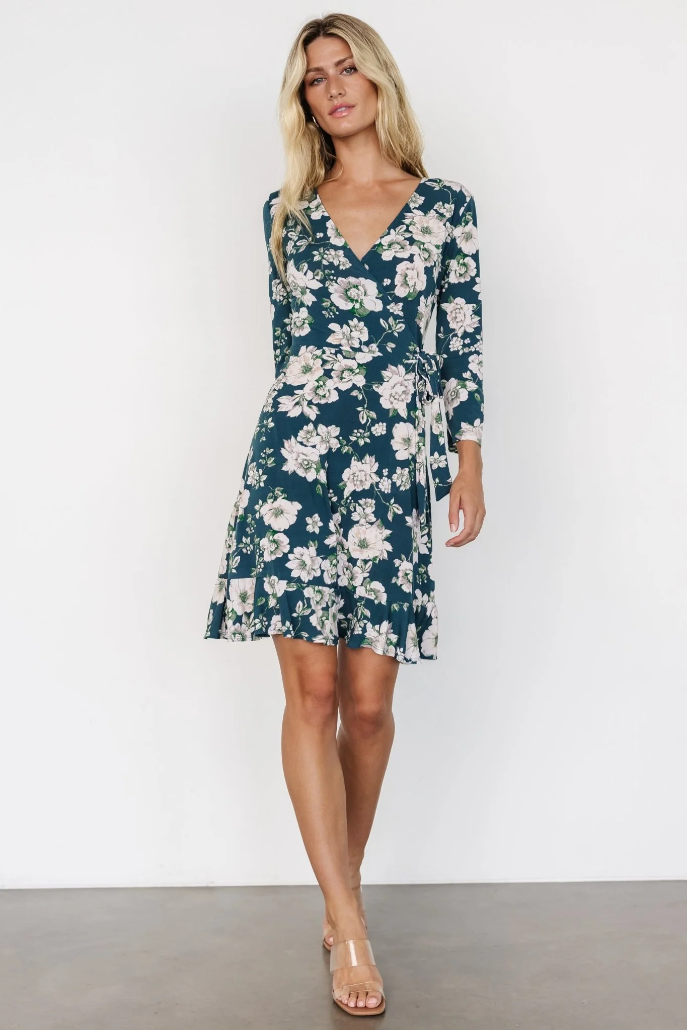 Declan Short Dress | Dark Green Floral
