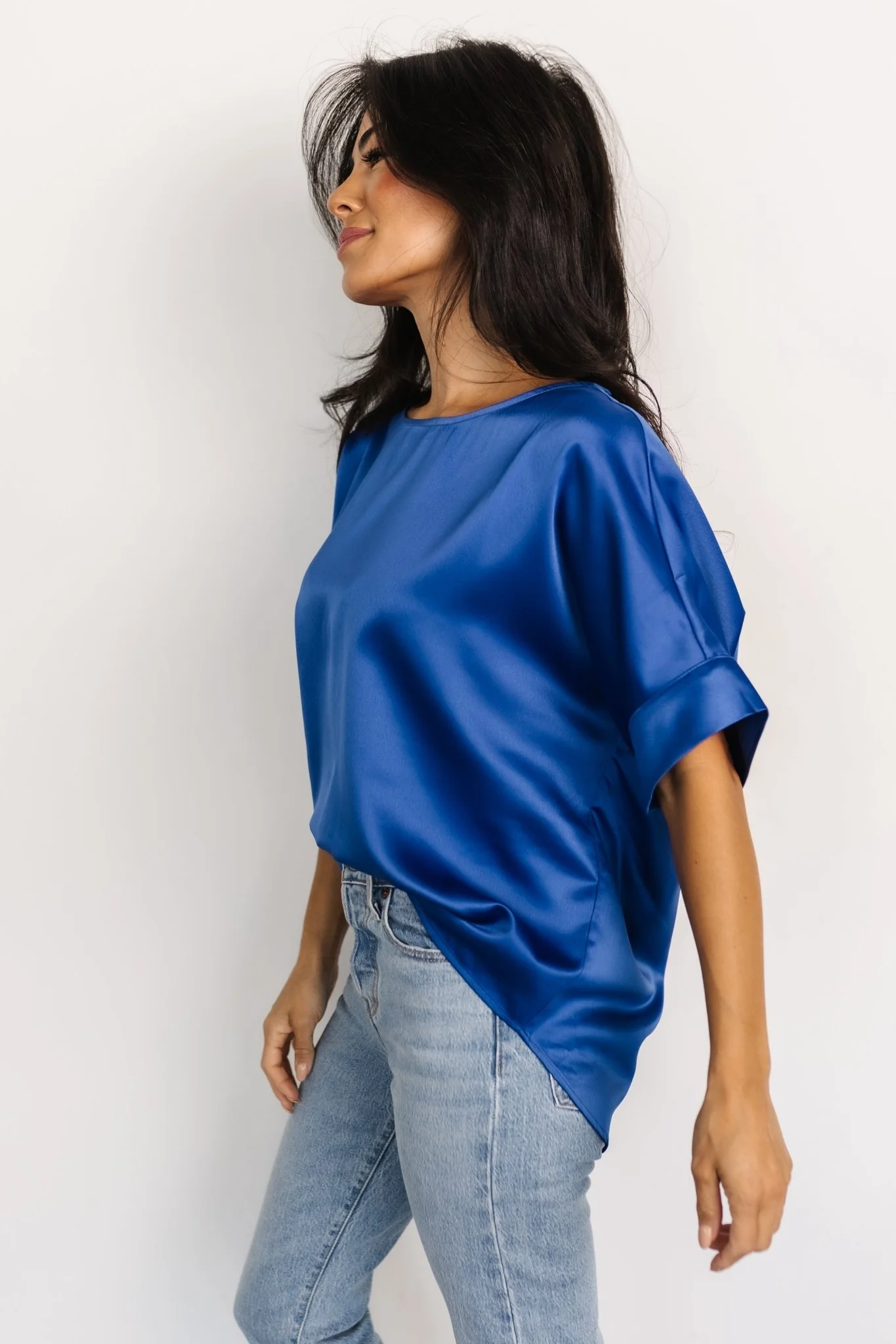 Rory Satin Top | Cobalt