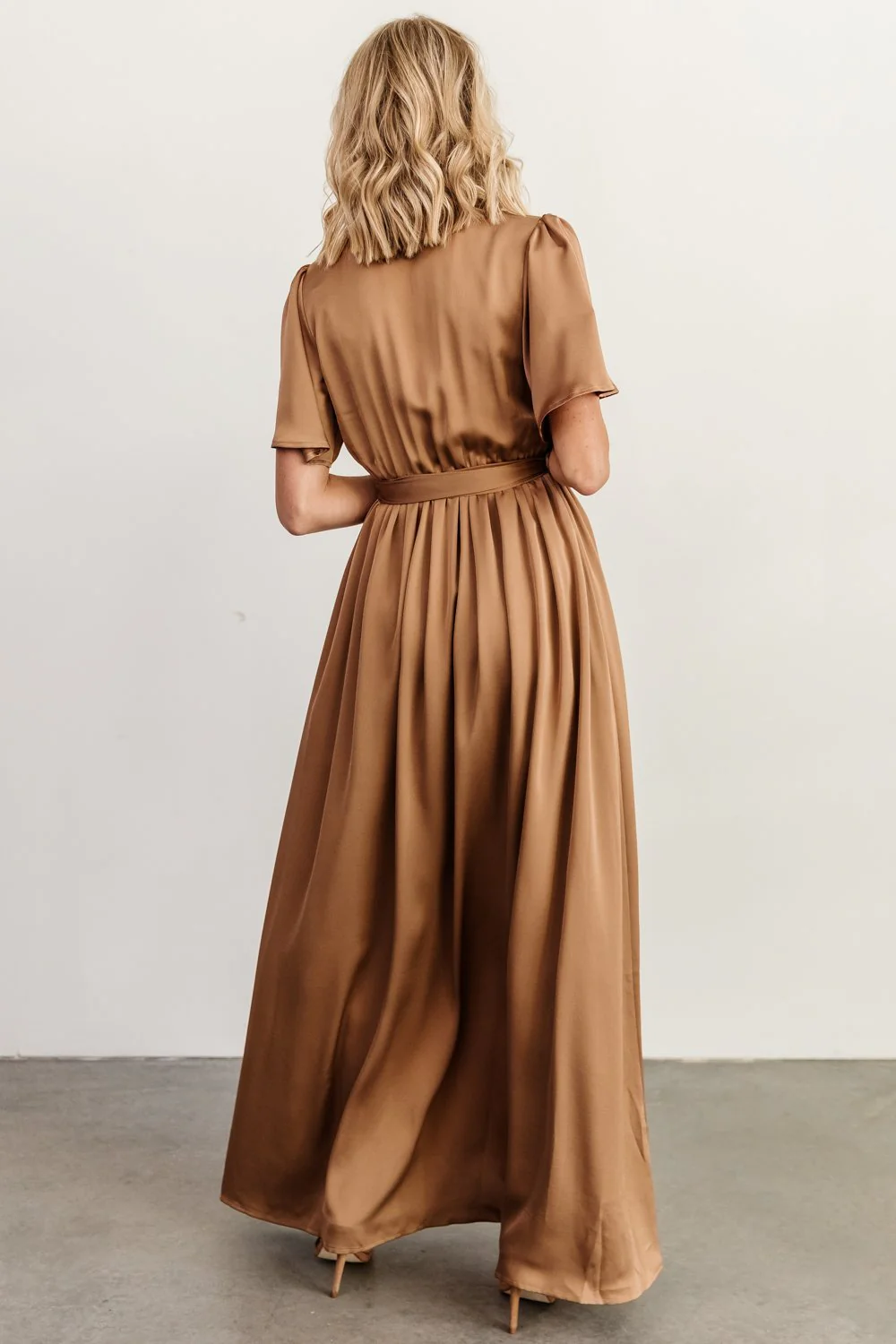 Sicily Satin Maxi Dress | Mocha