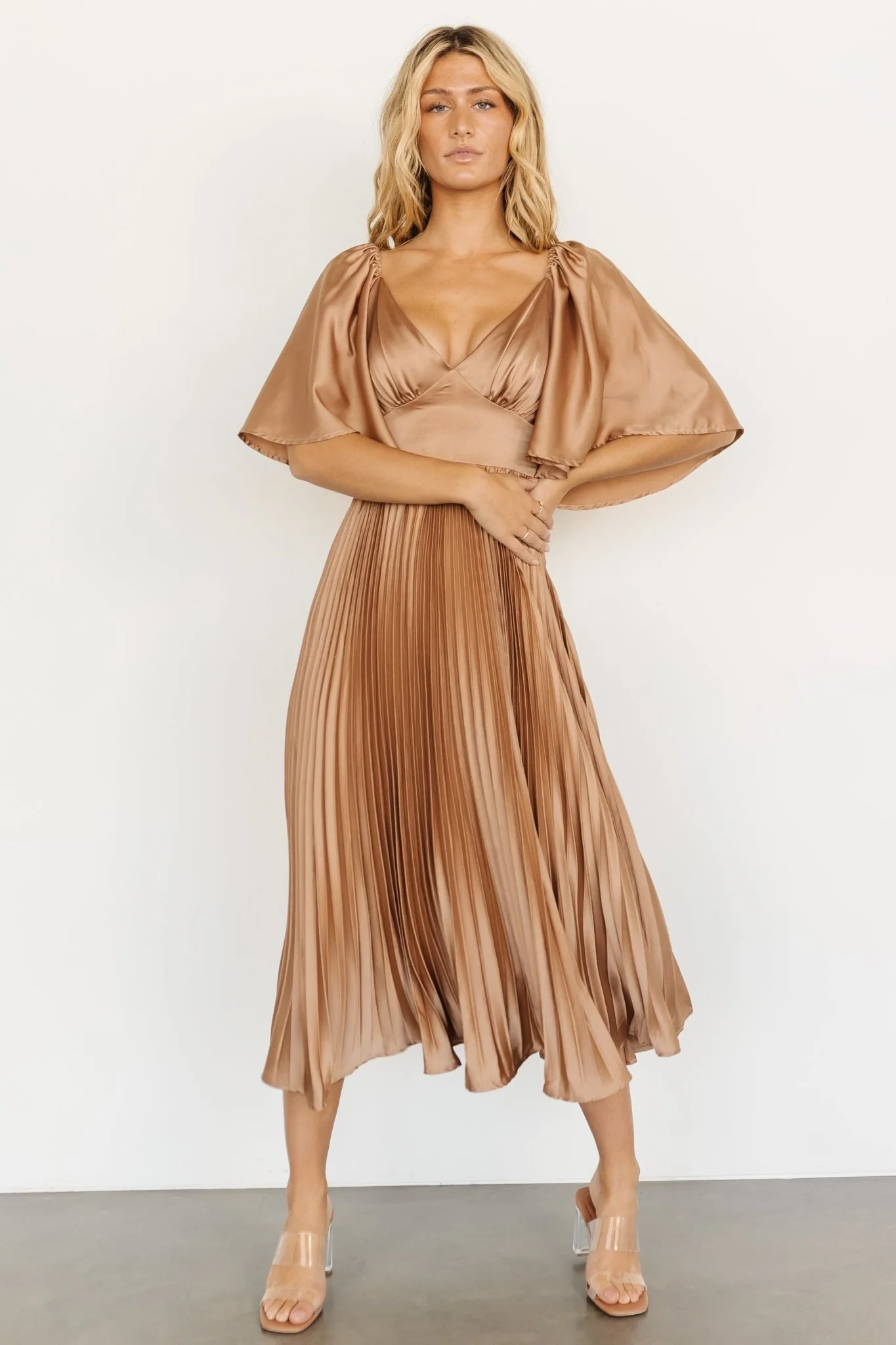 Aubree Pleated Dress | Champagne