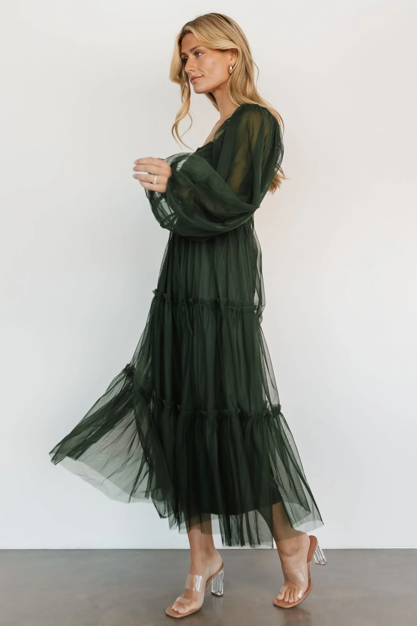 Katrina Tulle Maxi Dress | Dark Green