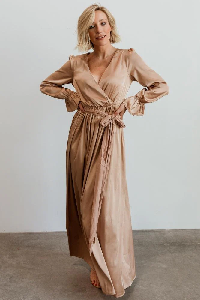 Holly Satin Maxi Dress | Champagne