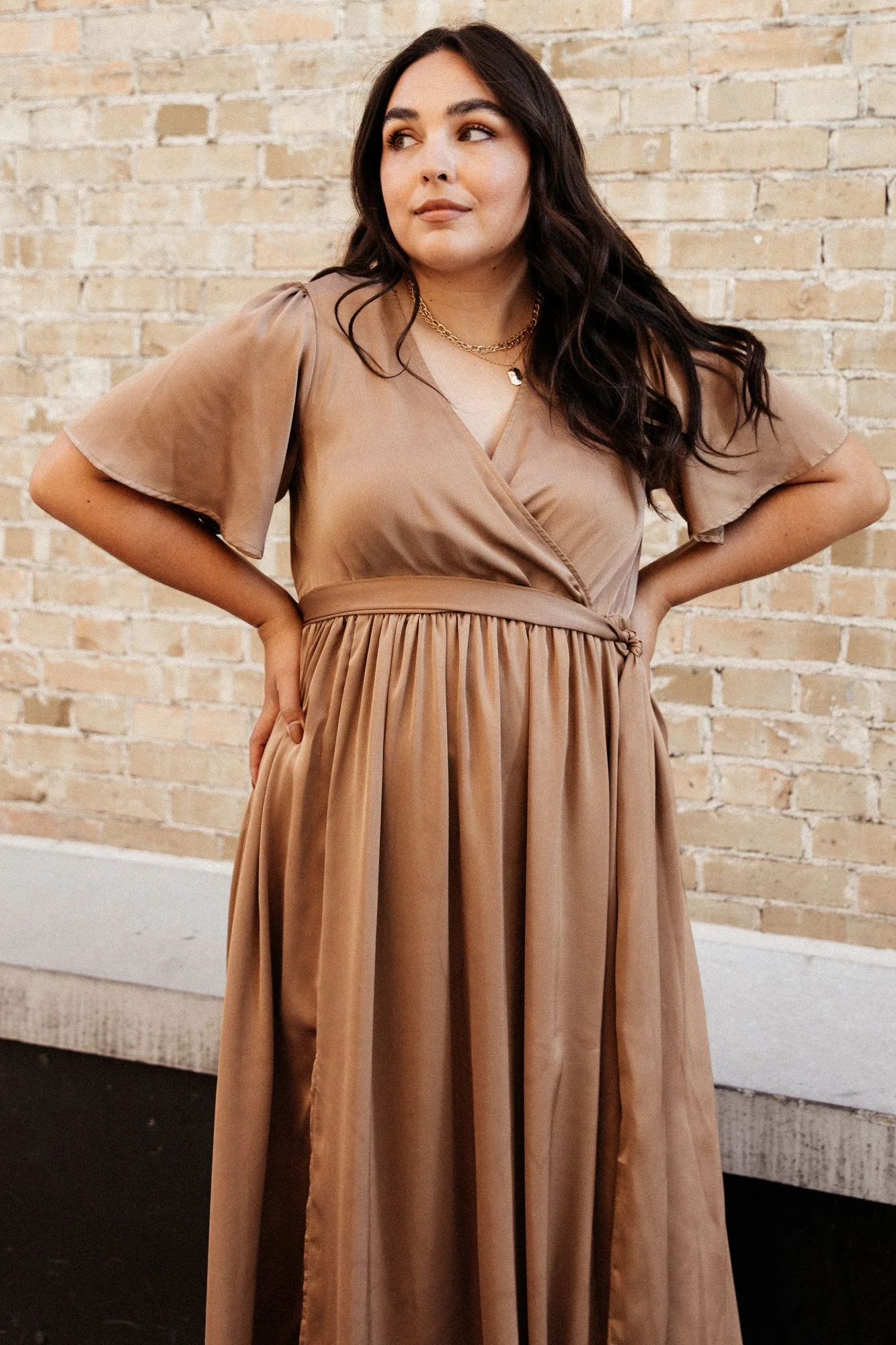 Sicily Satin Maxi Dress | Mocha