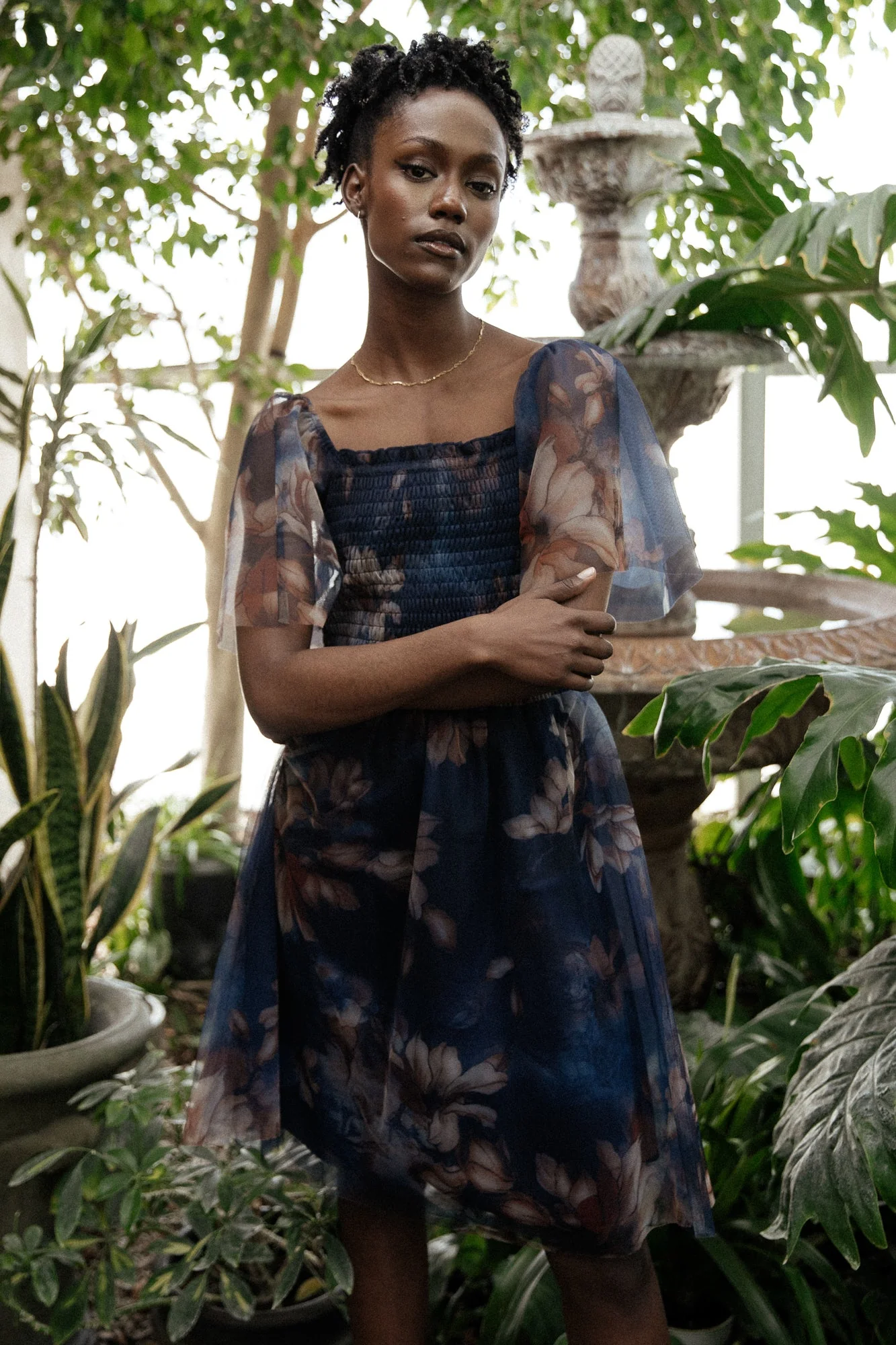 Tivoli Tulle Short Dress | Dark Blue Floral