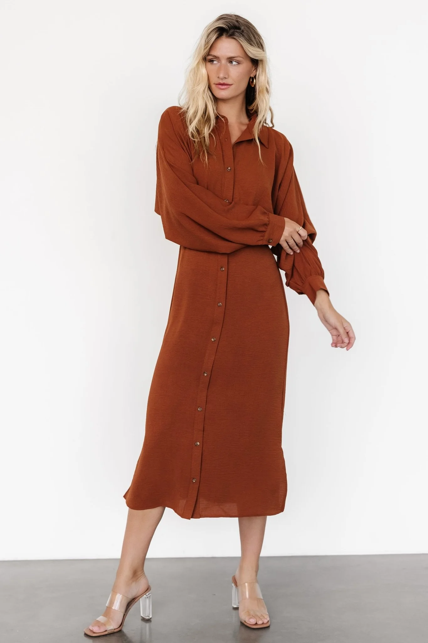 Marla Button Dress | Copper