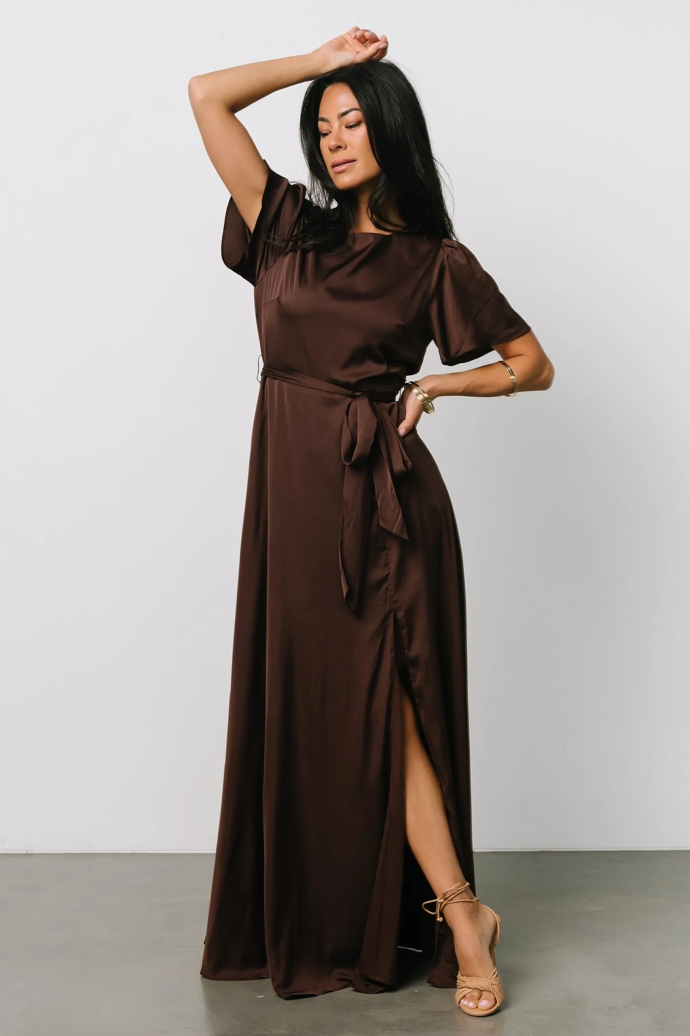 Agnes Satin Maxi Dress | Espresso