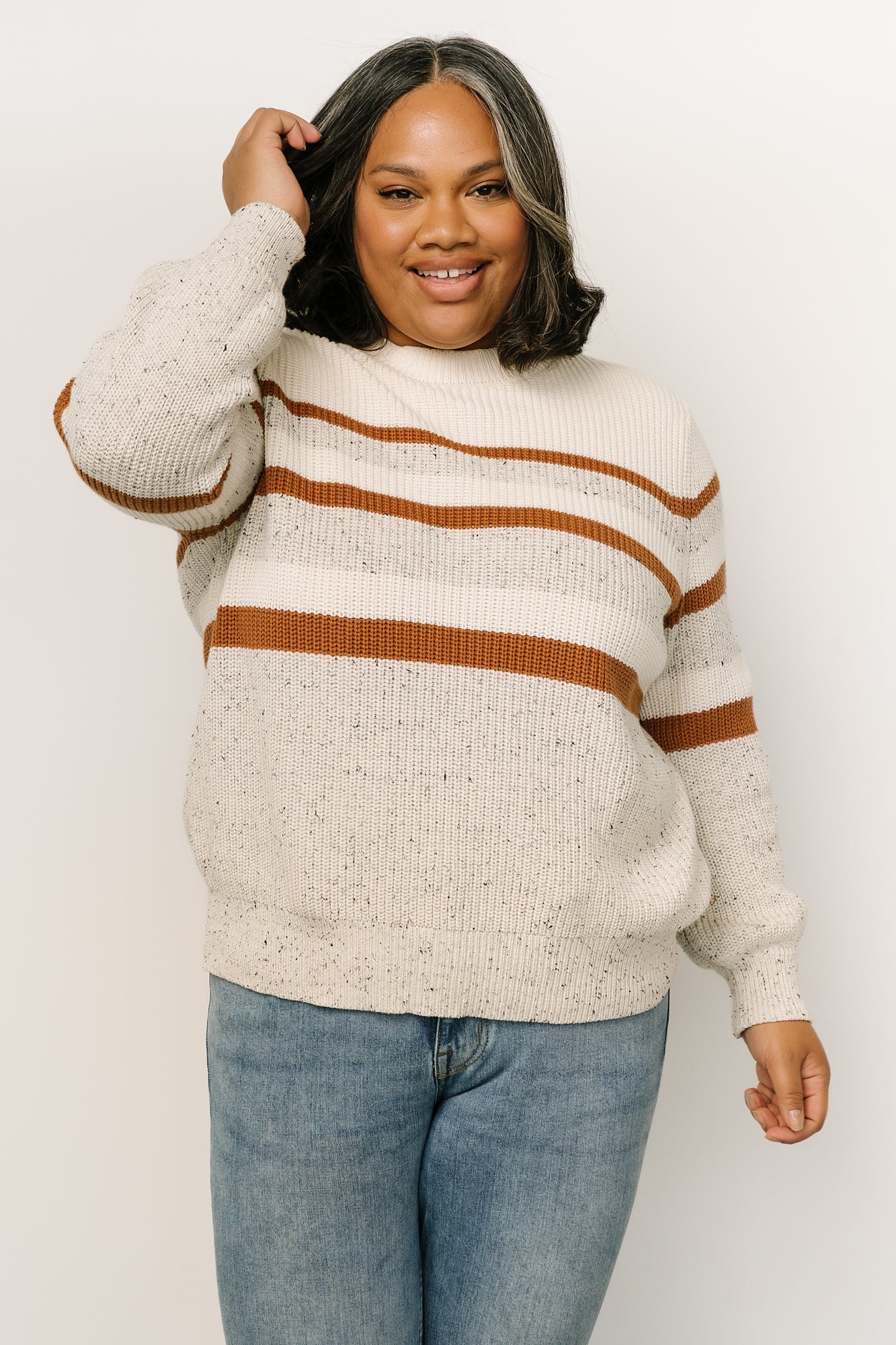 Peyton Striped Sweater | Cream + Camel